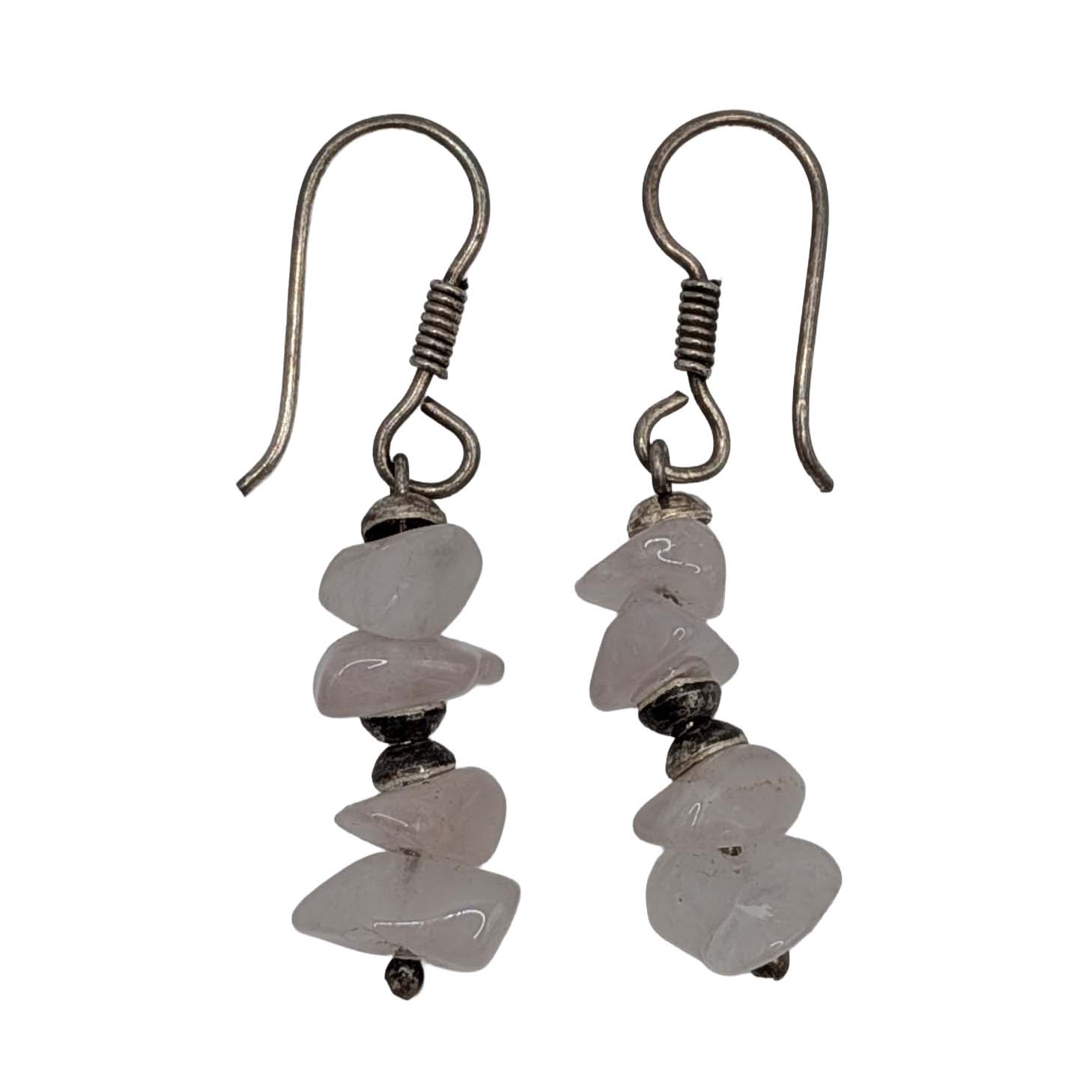 Sterling Silver Stacked Moonstone Dangle Earrings