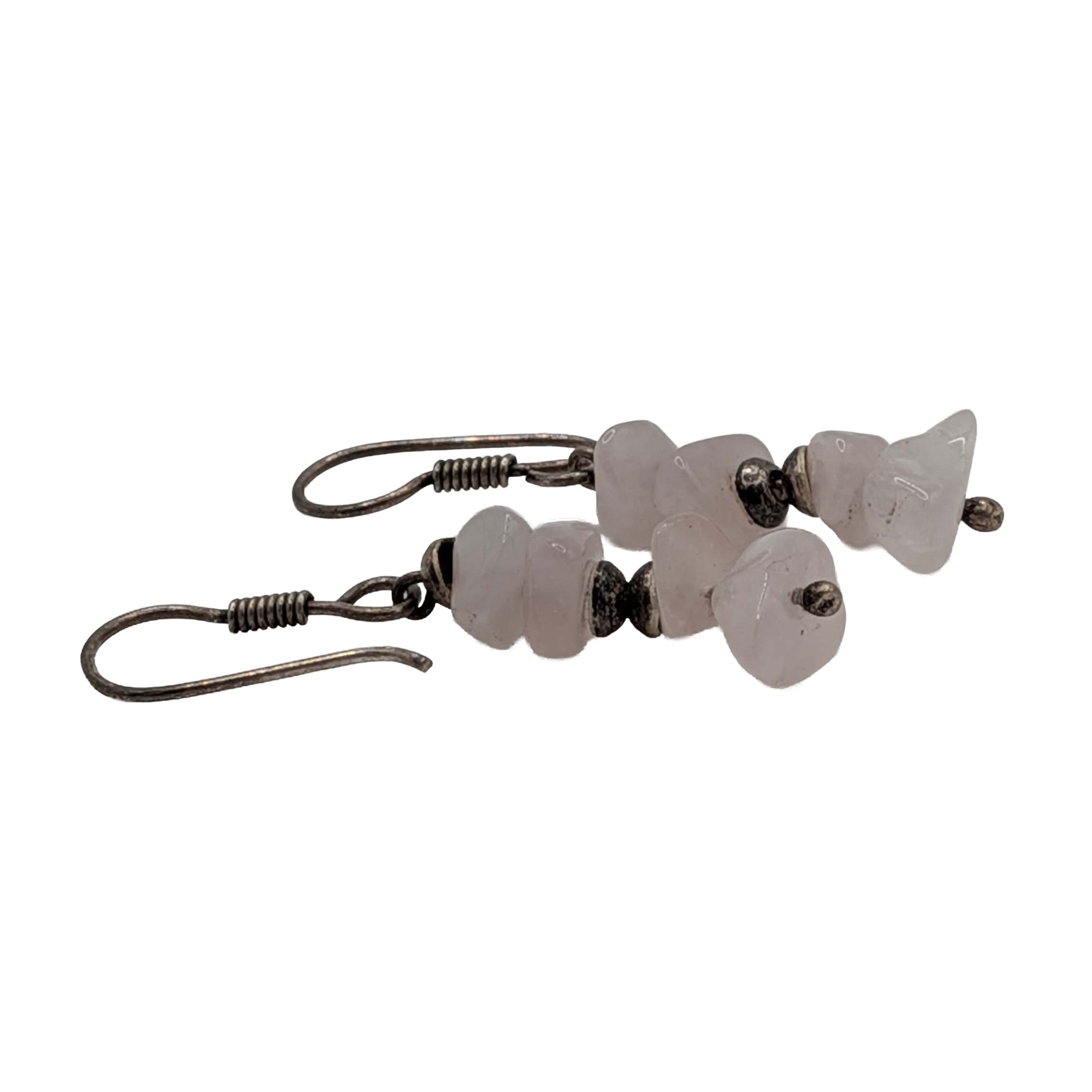 Sterling Silver Stacked Moonstone Dangle Earrings