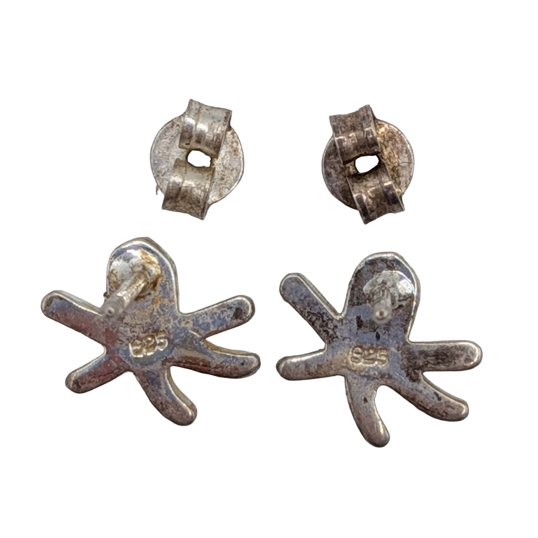 Signed Sterling Silver Octopus Stud Earrings
