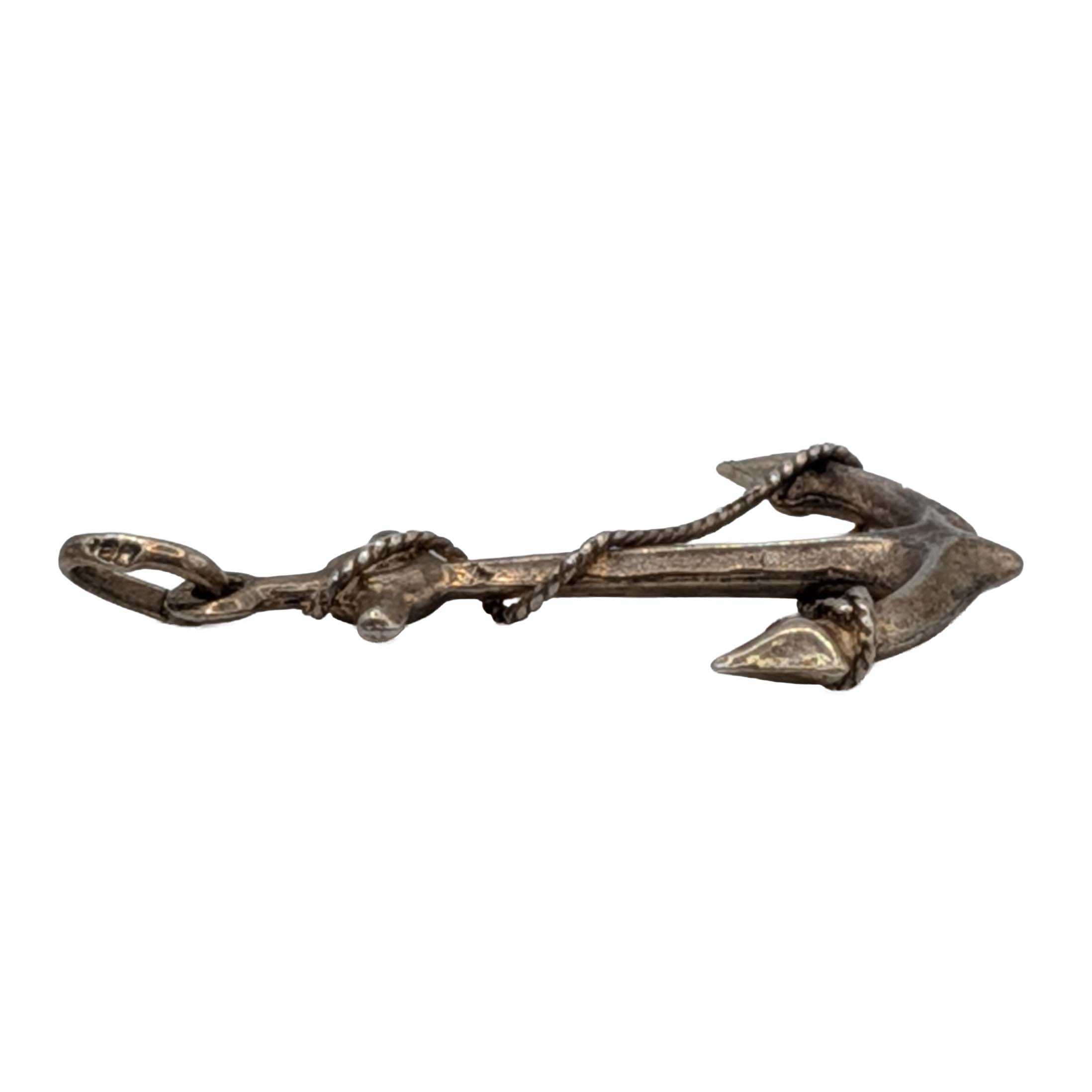 Signed Sterling Silver Rope Wrapped Anchor Pendant