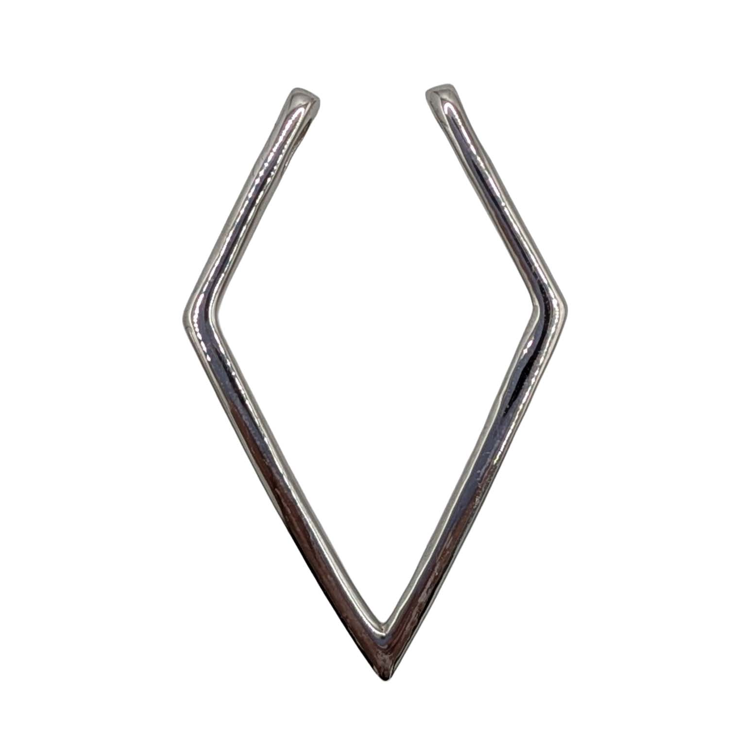 Signed Sterling Silver Open Diamond Shaped Pendant