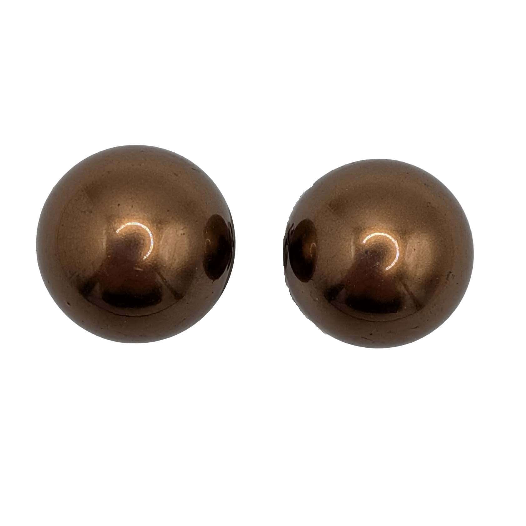 Signed Sterling Silver Copper Tone Ball Stud Earrings