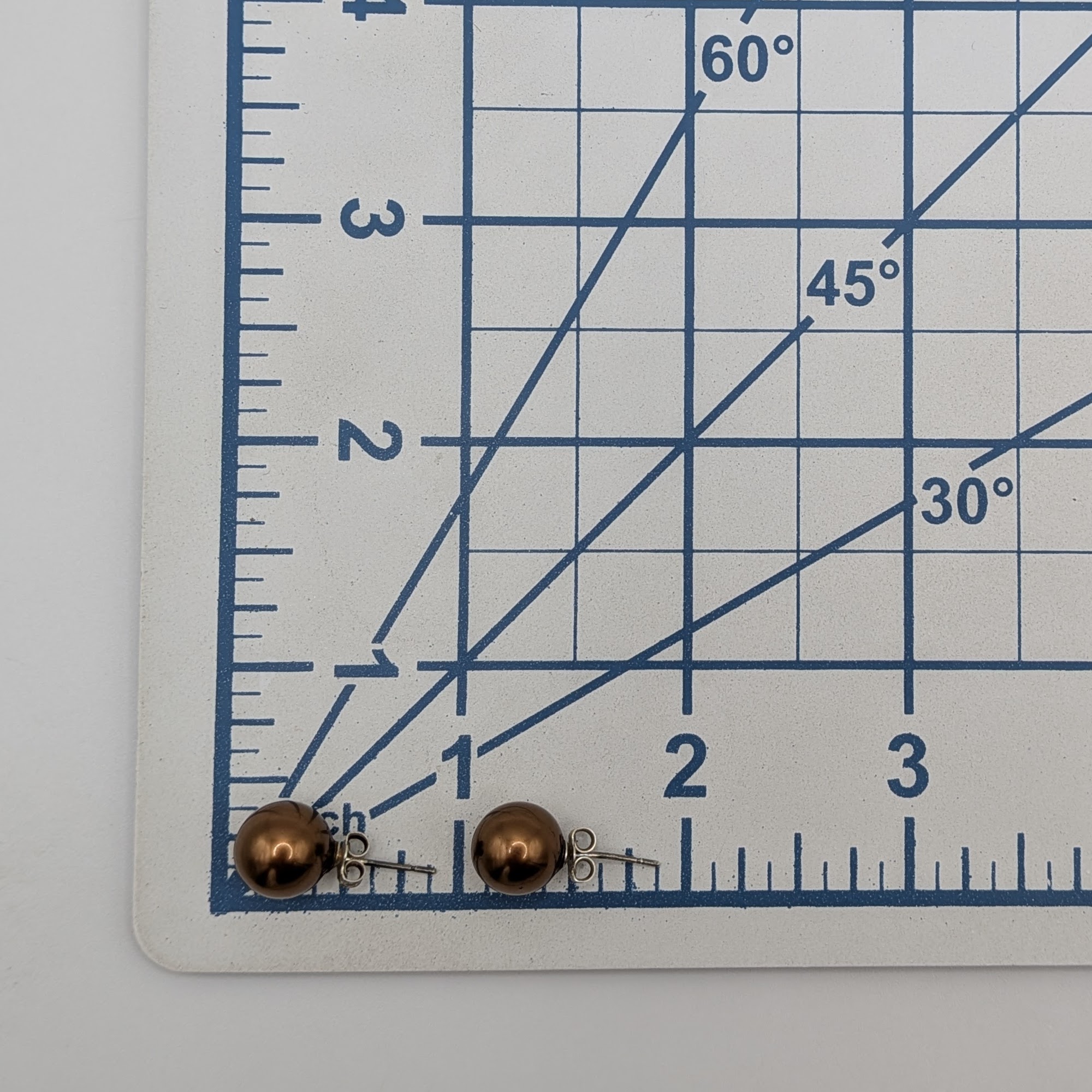 Signed Sterling Silver Copper Tone Ball Stud Earrings