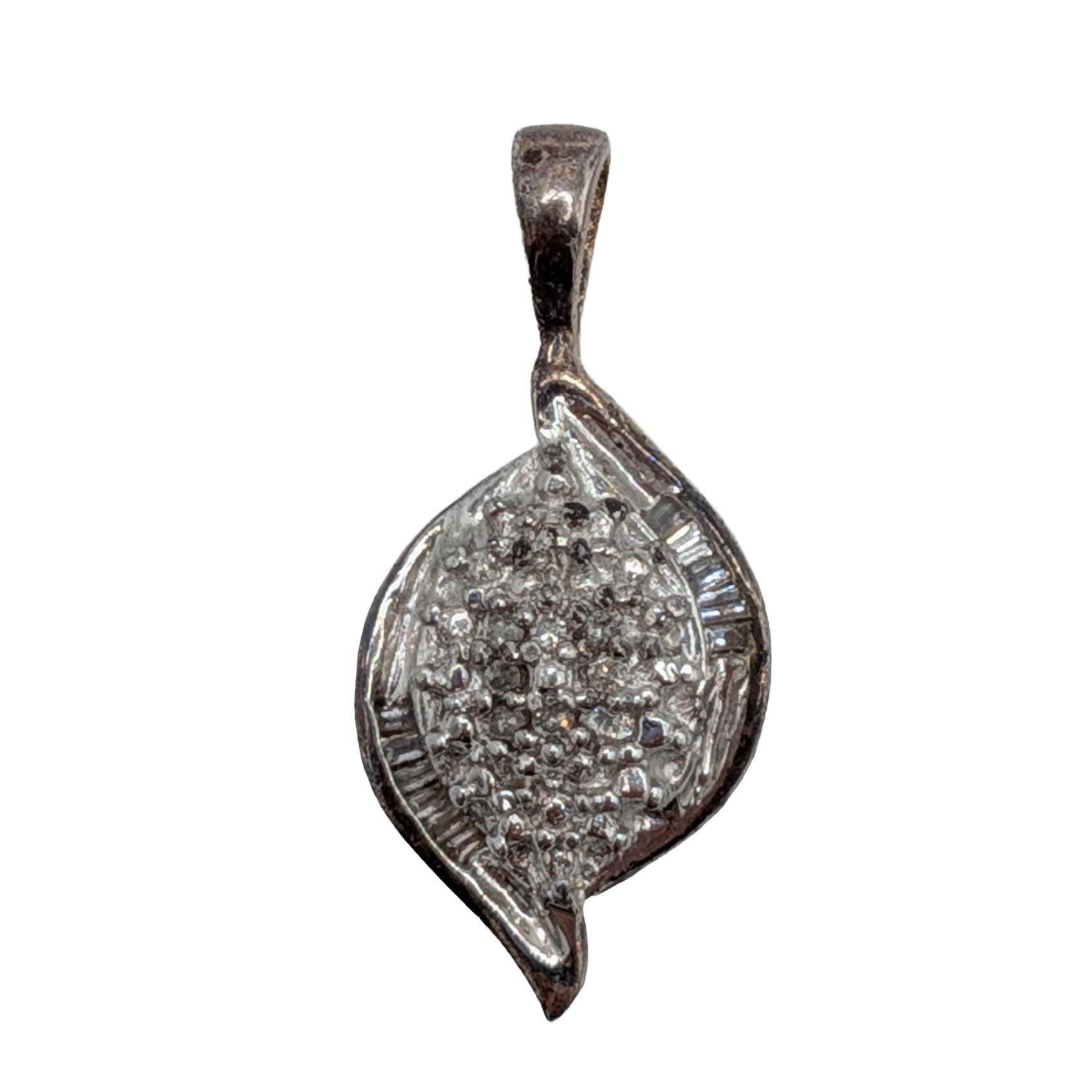Signed Sterling Silver Rhinestone Encrusted Pendant