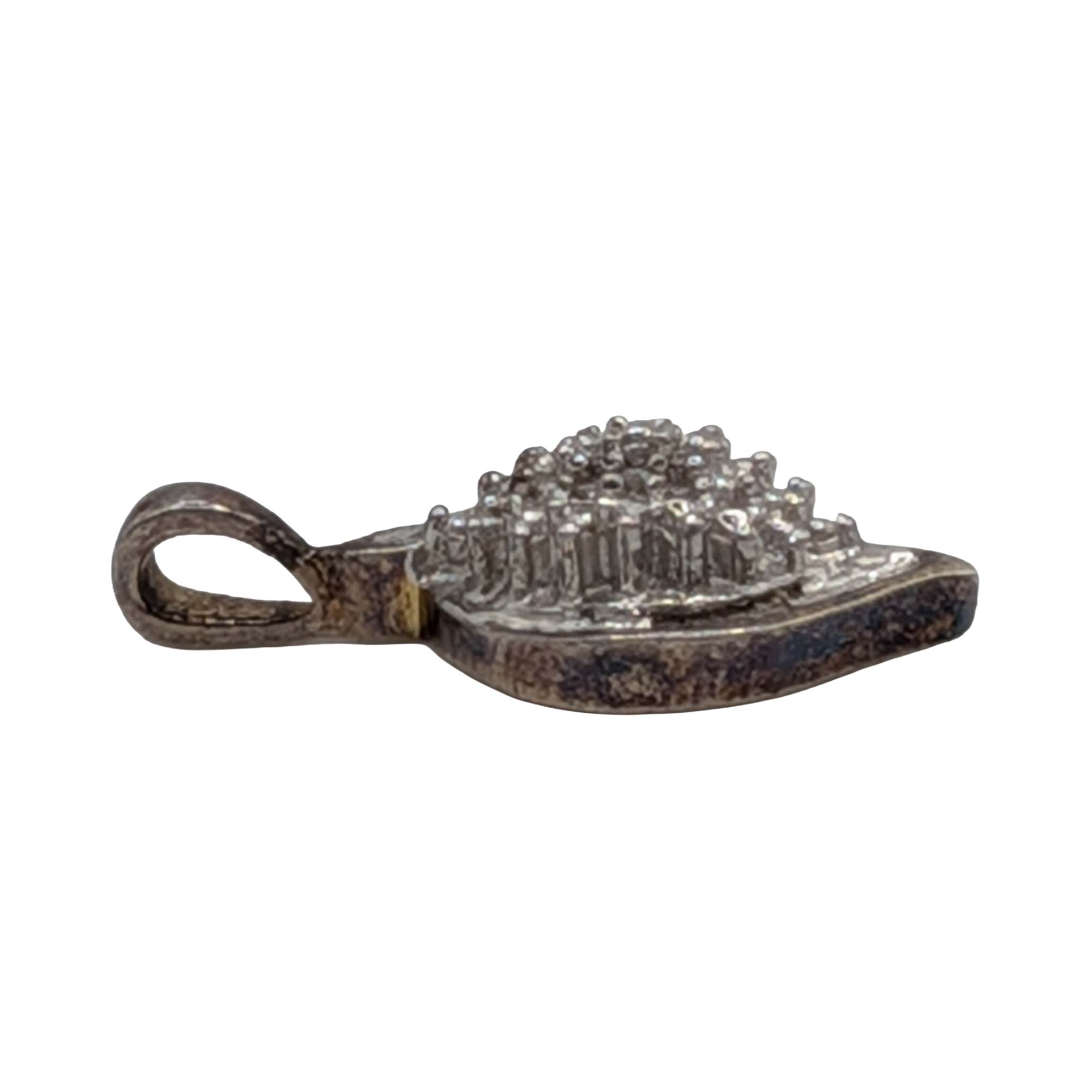 Signed Sterling Silver Rhinestone Encrusted Pendant