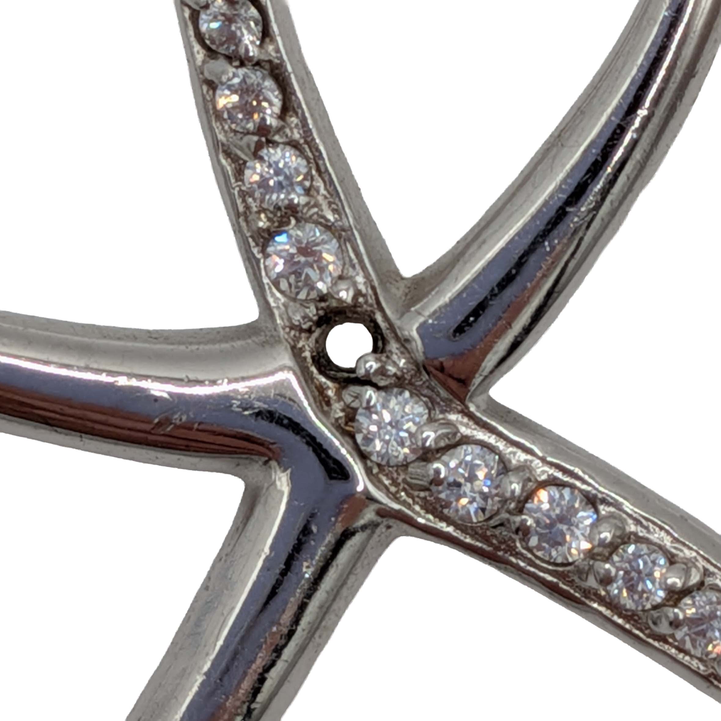 Signed Sterling Silver Rhinestone Starfish Pendant