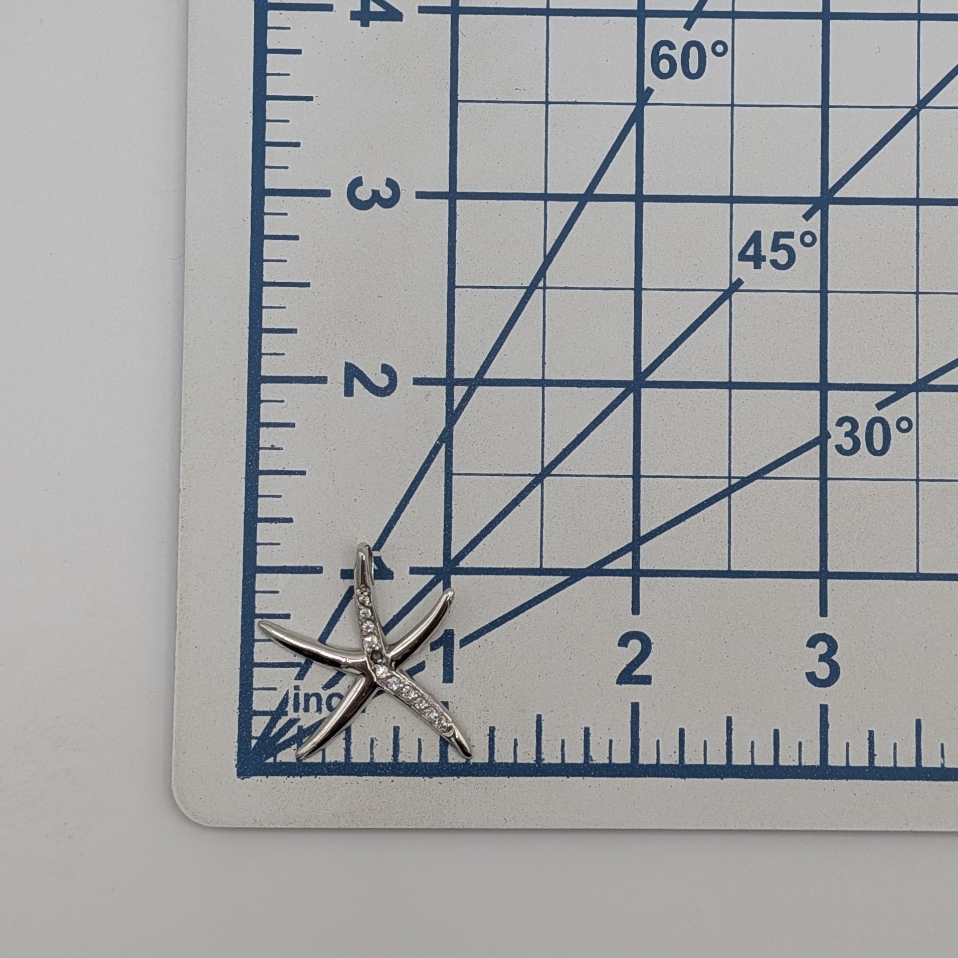 Signed Sterling Silver Rhinestone Starfish Pendant