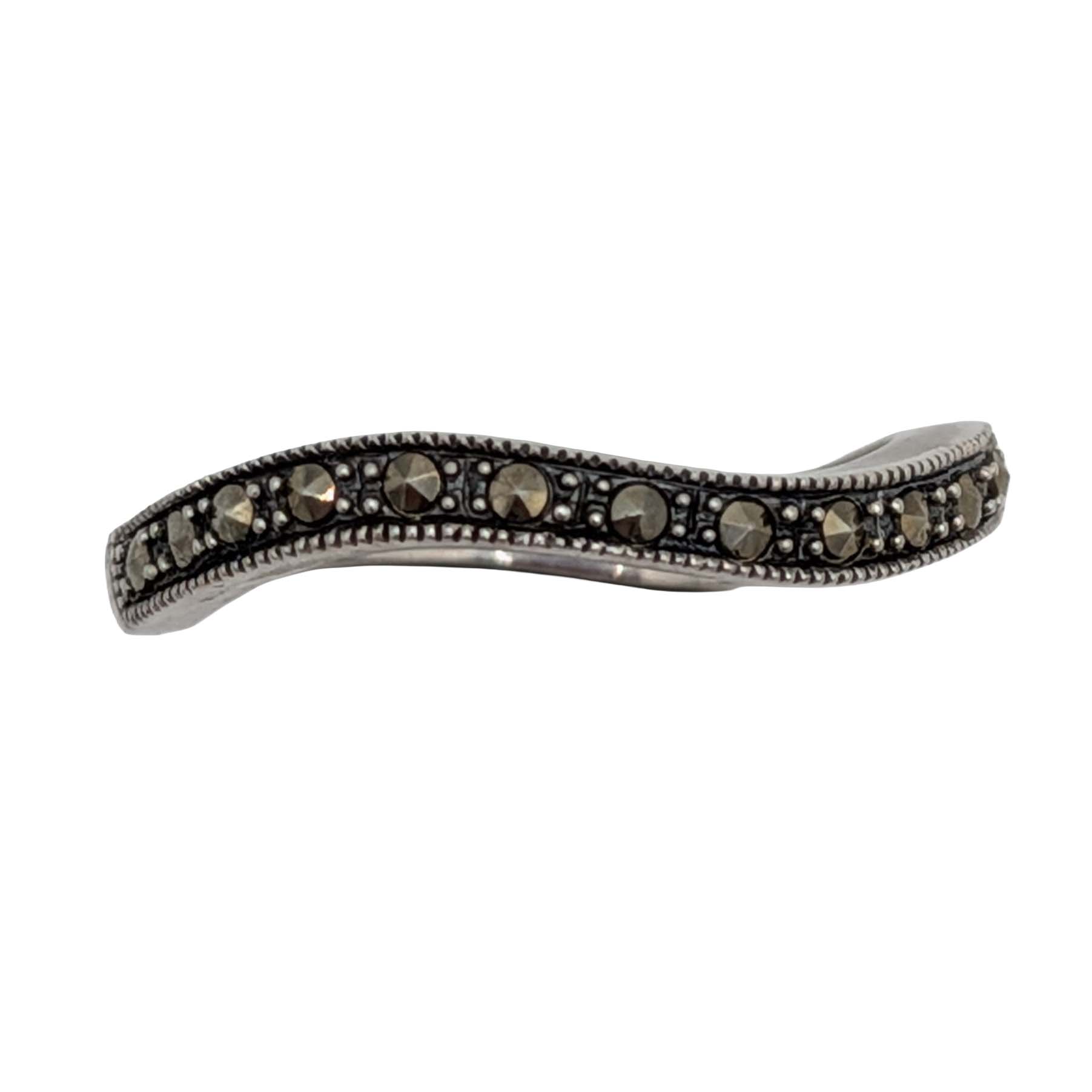 Signed Sterling Silver Marcasite Wavy Band Ring Sz. 7