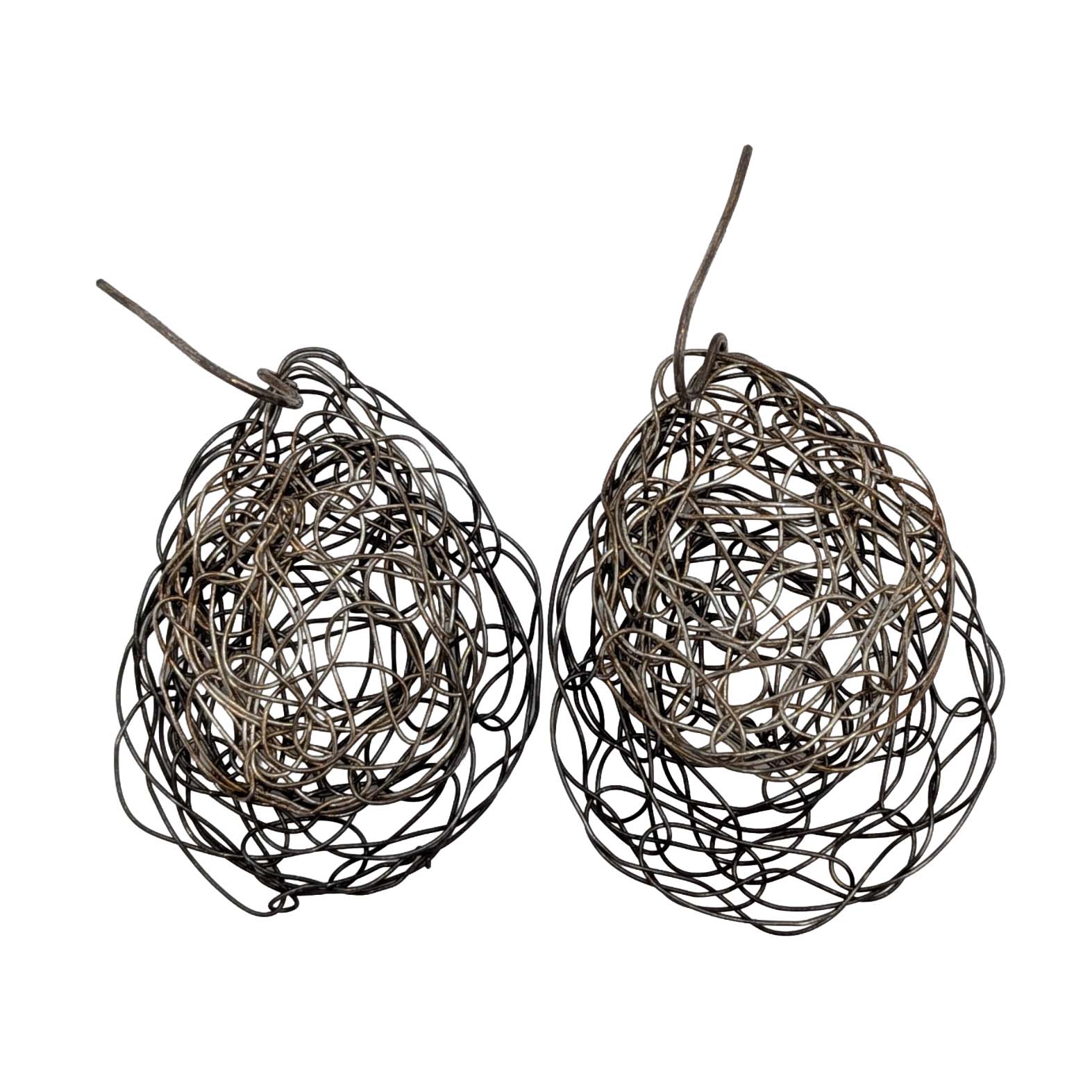 Signed Sterling Silver Twisted Wire Dangle Earrings