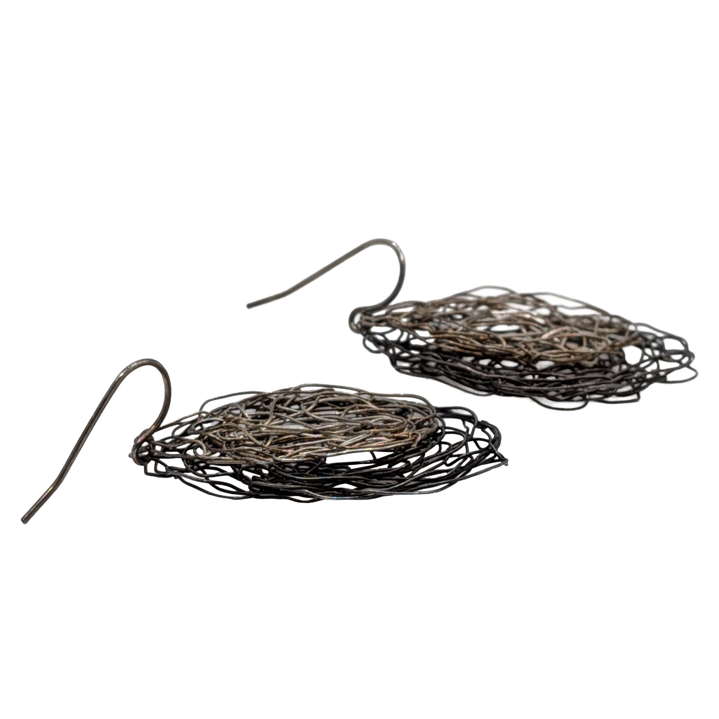 Signed Sterling Silver Twisted Wire Dangle Earrings
