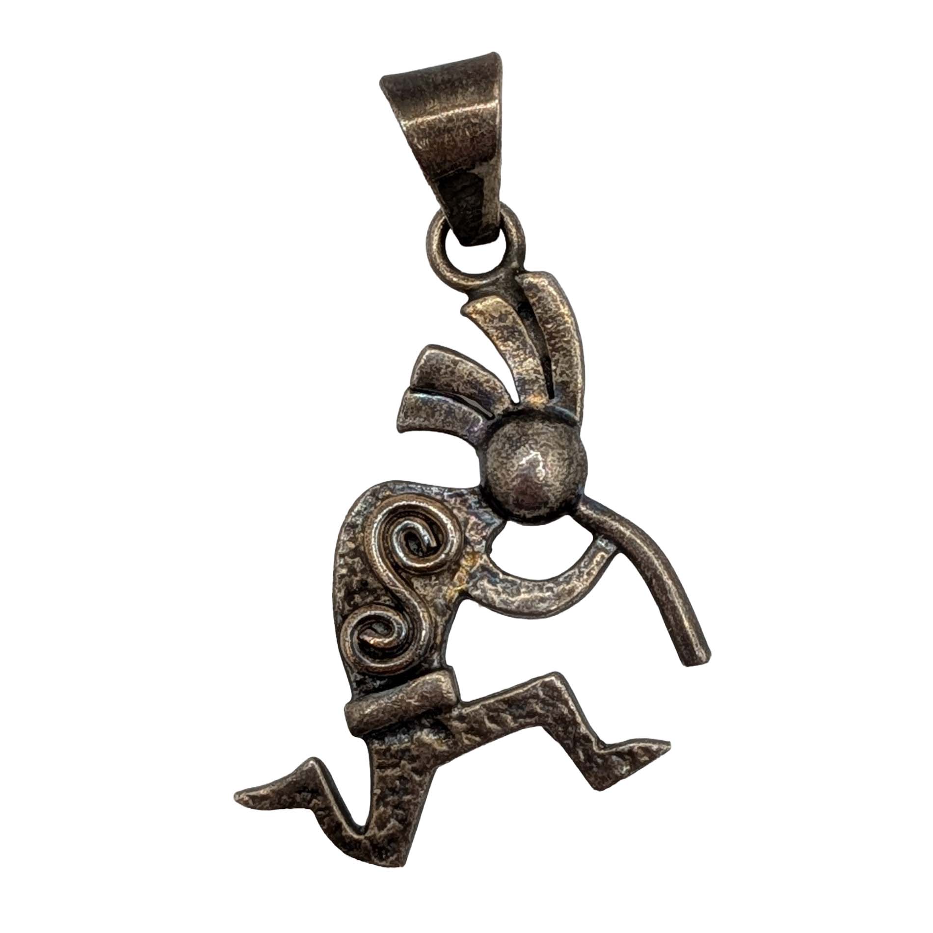 14K Sterling Silver Kokopelli Flute Player Pendant