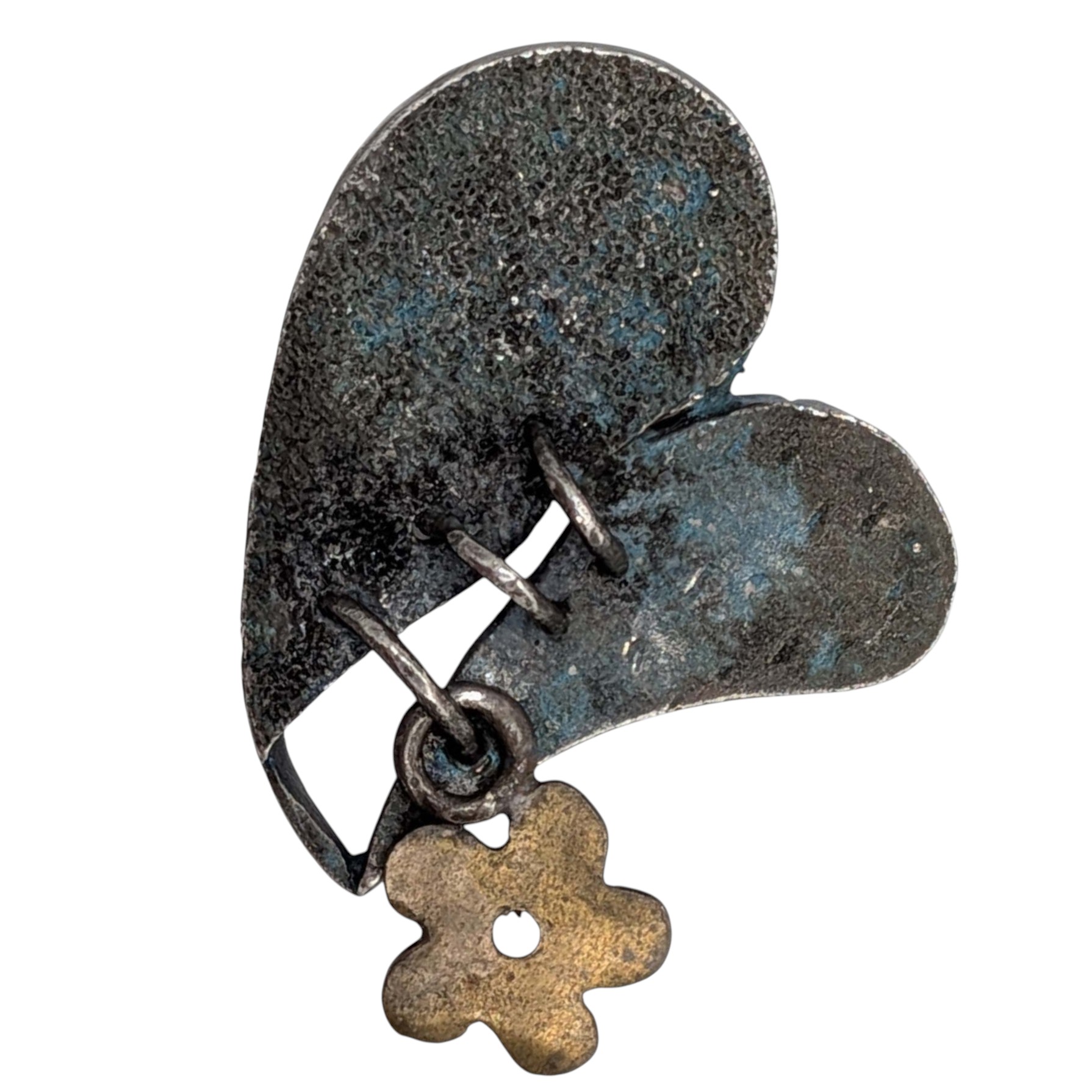 Sterling Silver Flower Heart Pendant