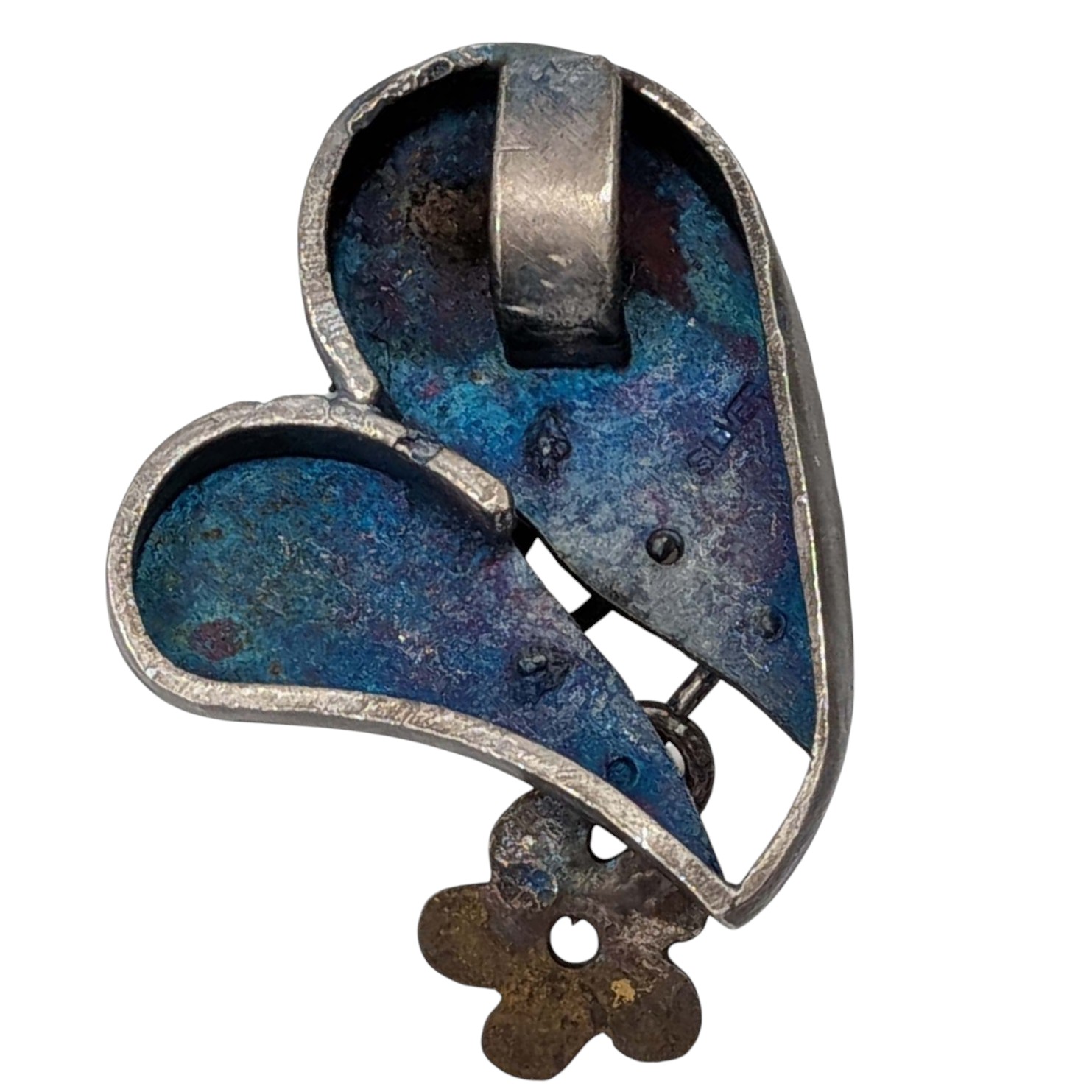 Sterling Silver Flower Heart Pendant
