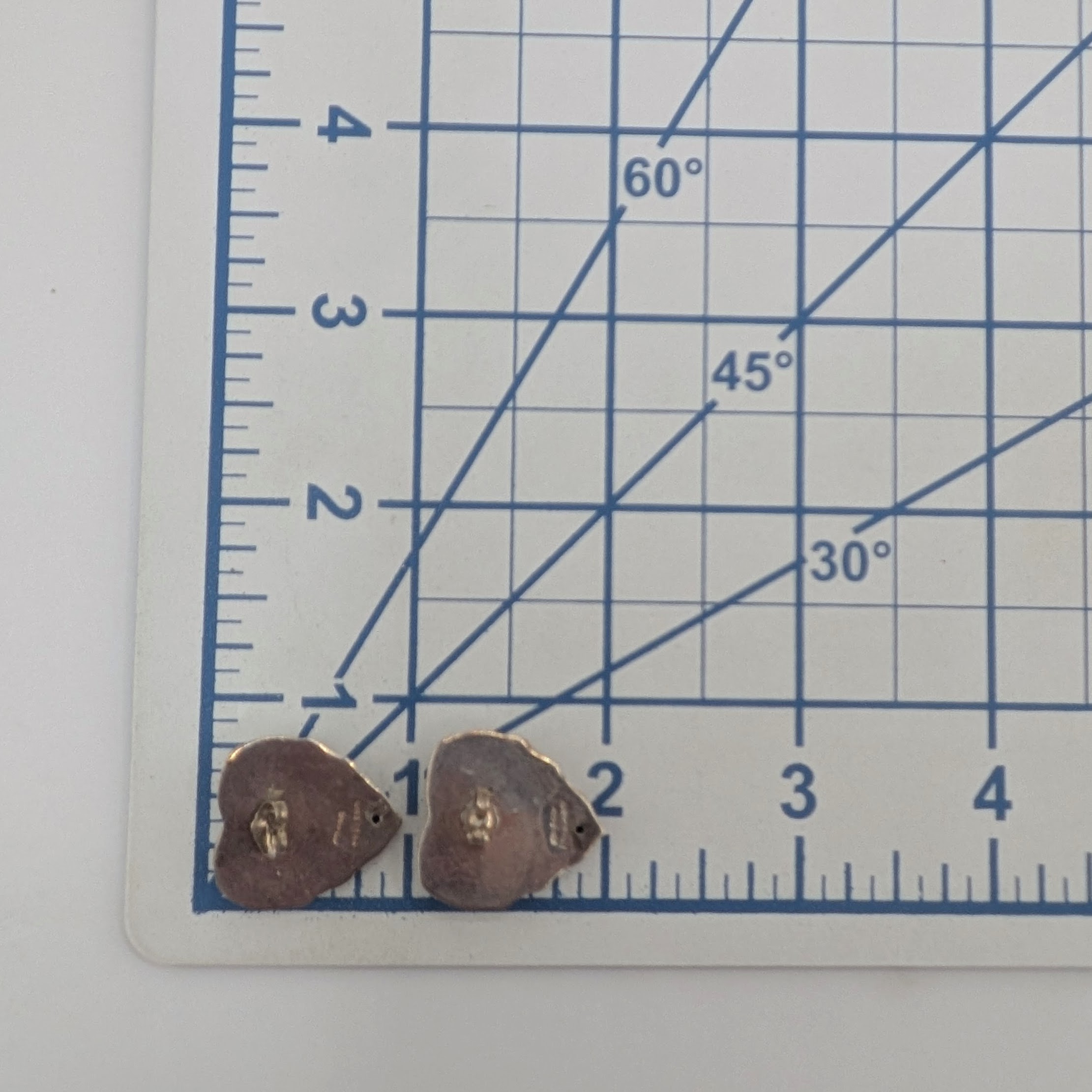 Signed Sterling Silver Crossover Heart Stud Earrings