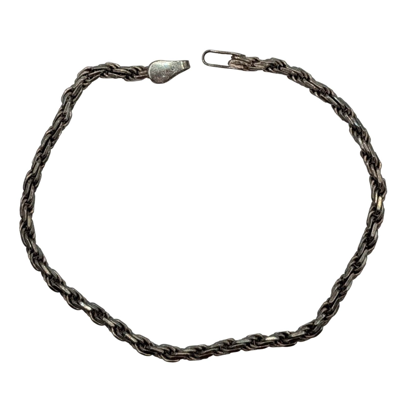 Italian Signed Sterling Silver Rope Chain Bracelet