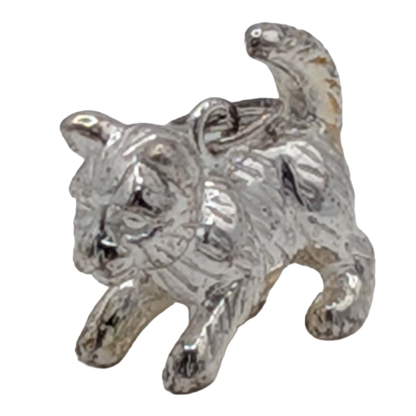 Signed Sterling Silver Cat Charm