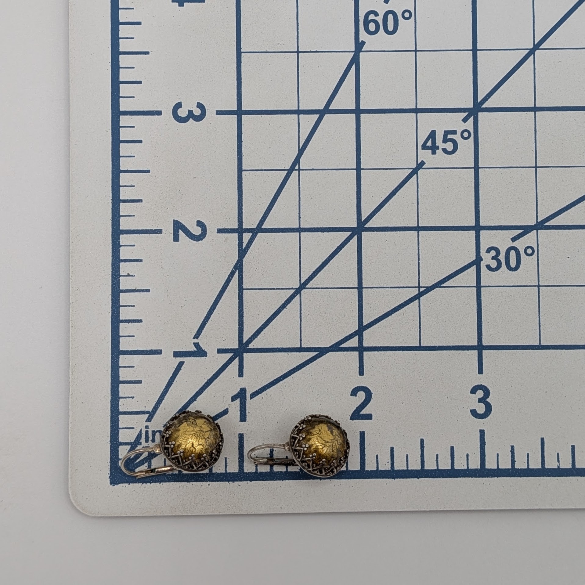Signed Sterling Silver Gold Flakes Crown Edge Jacket Earrings