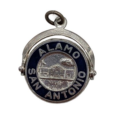 Sterling Silver Alamo San Antonio Charm. Sterling Silver Blue Enamel Alamo San Antonio Charm 