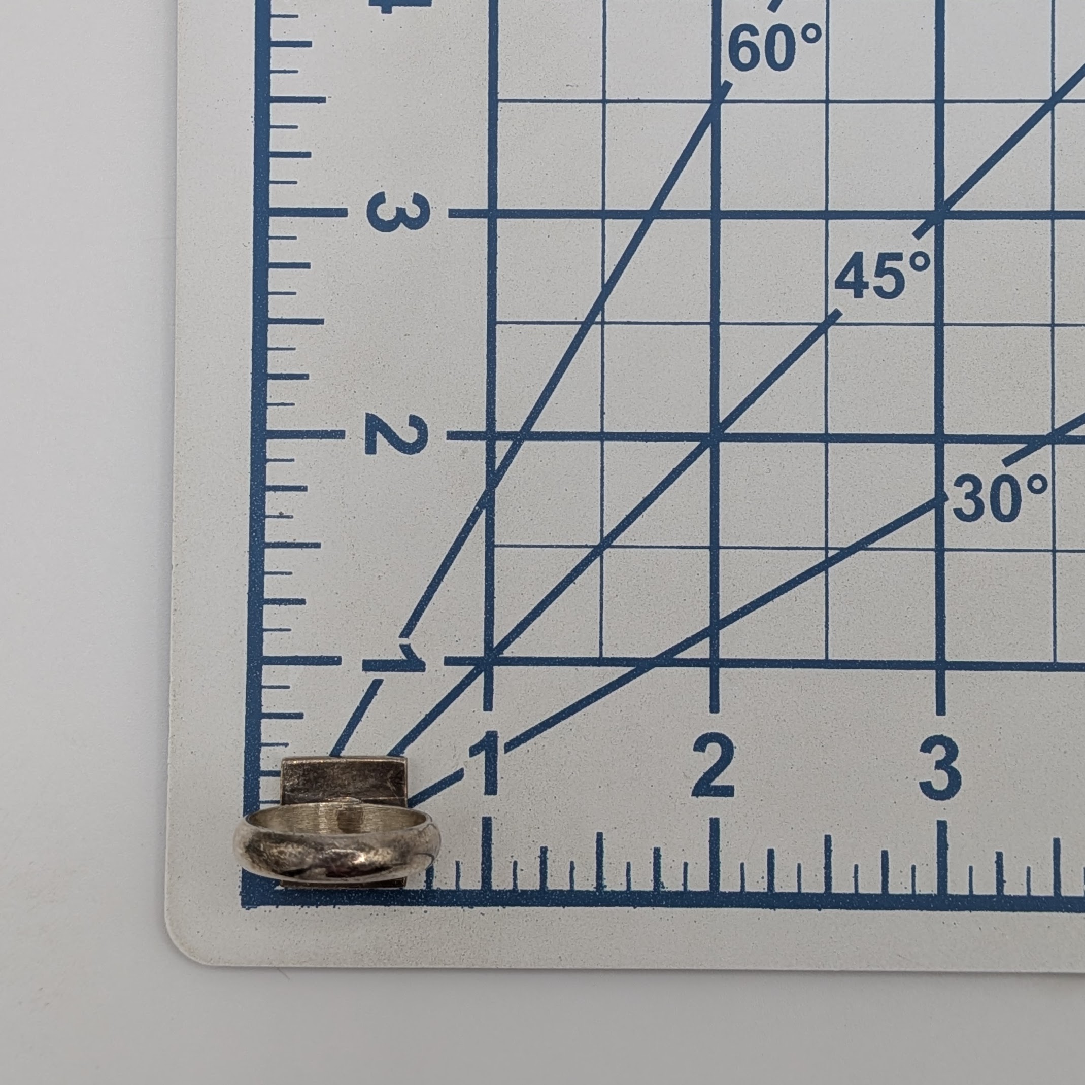 Signed Sterling Silver Inscribed Square Ring Sz. 7.75