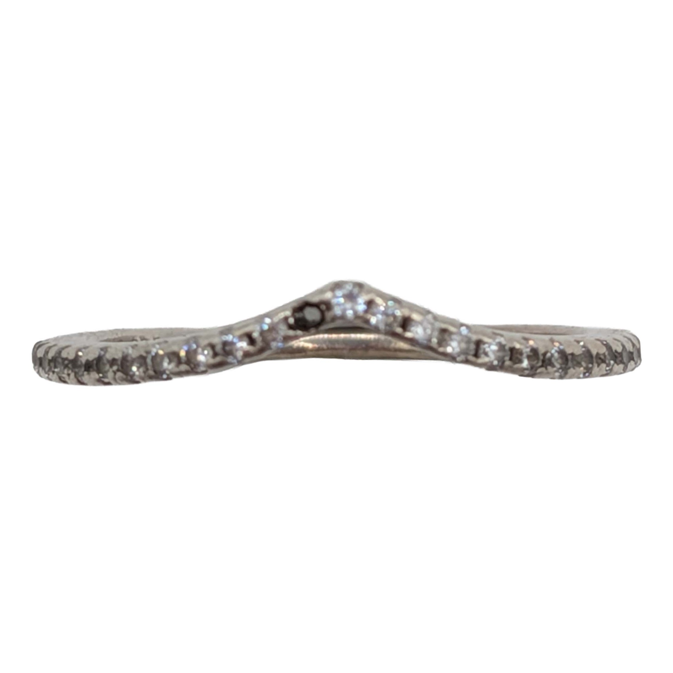 Signed Sterling Silver Rhinestones Pointed Band Ring Sz. 6.75