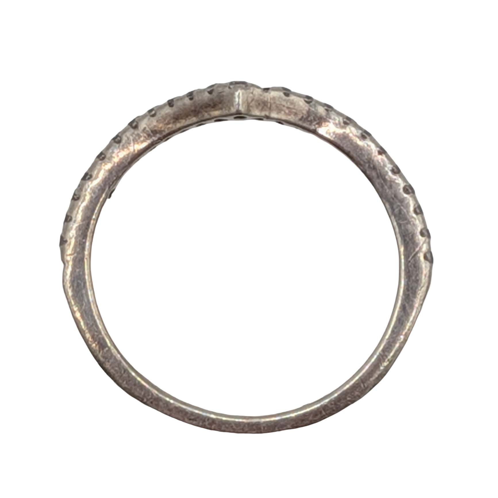 Signed Sterling Silver Rhinestones Pointed Band Ring Sz. 6.75