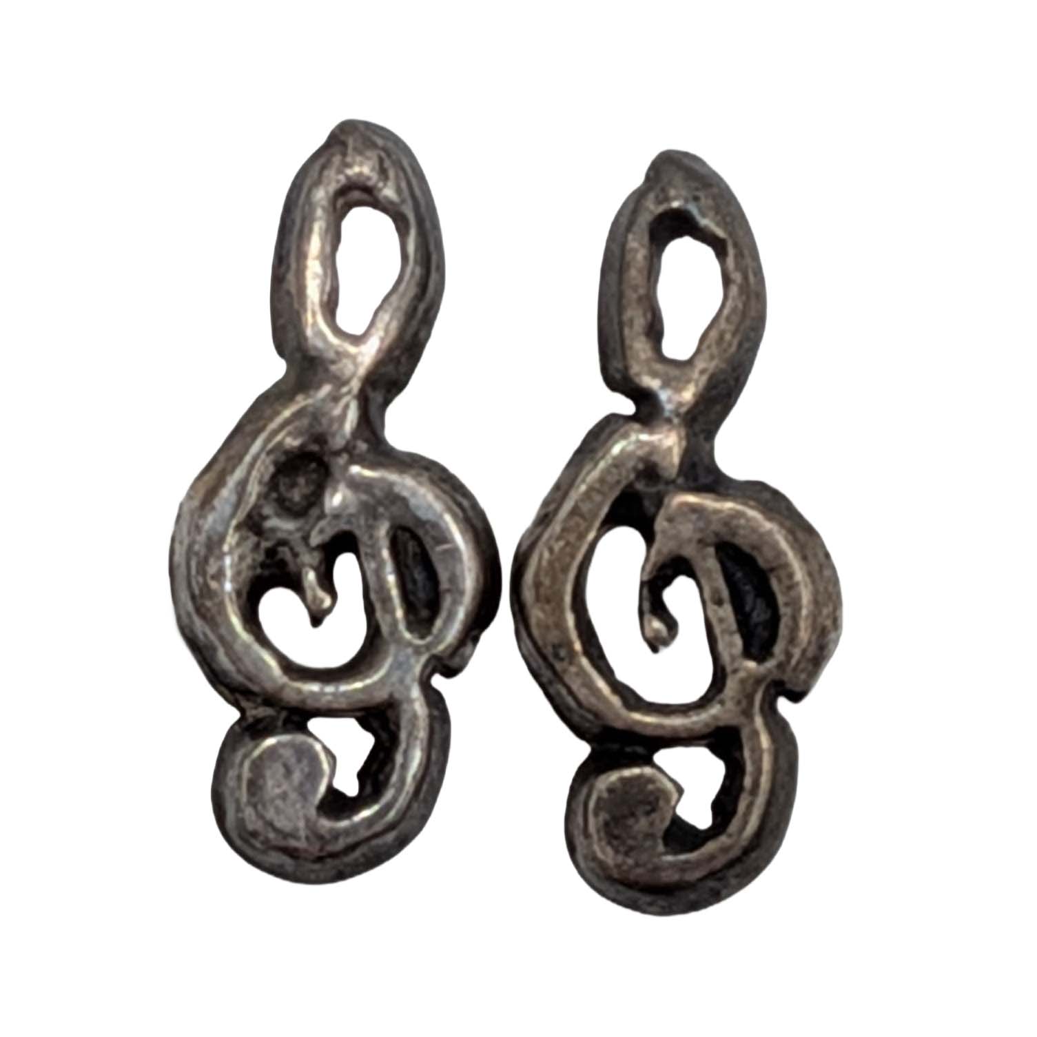 Sterling Silver Musical Note Stud Earrings