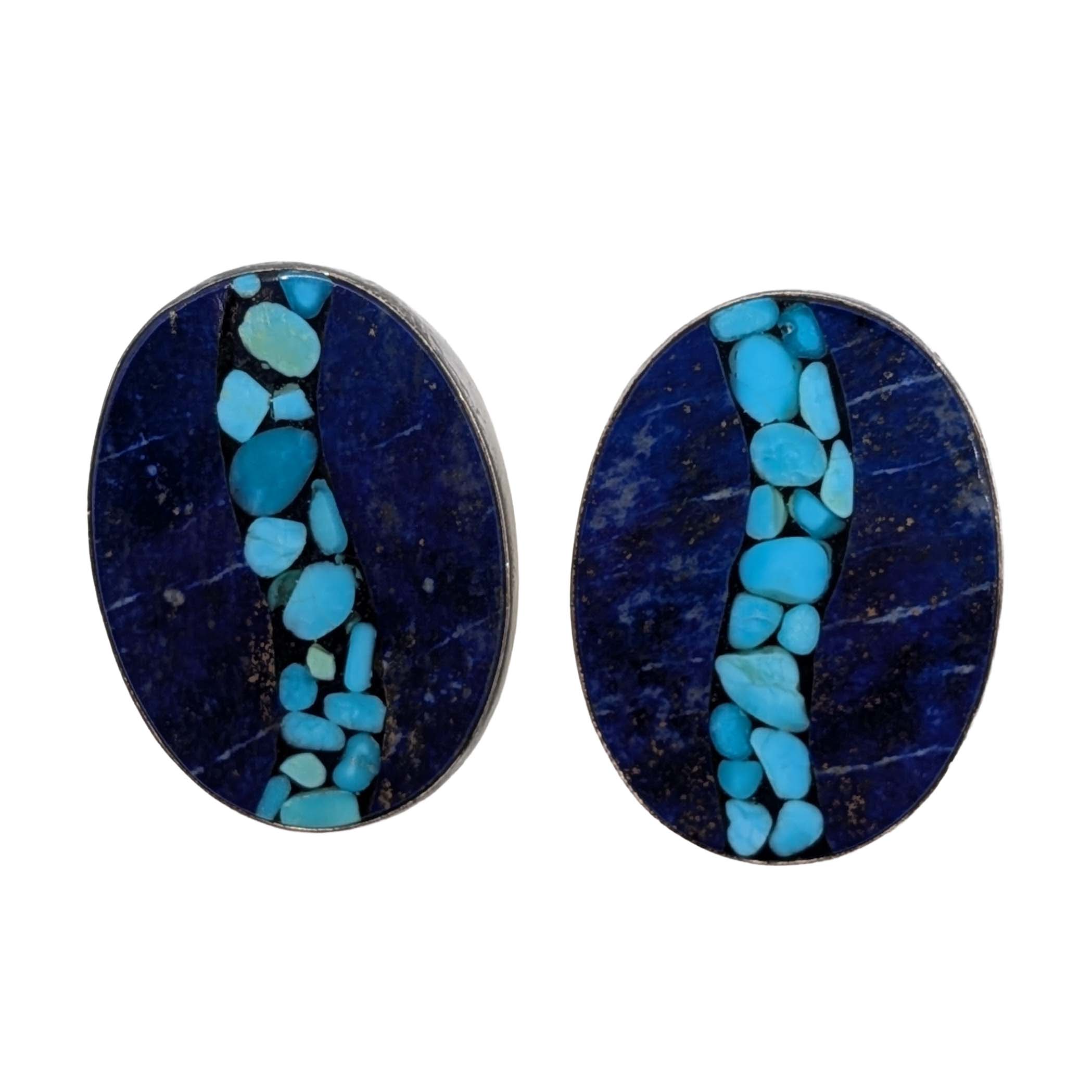 Sterling Silver Turquoise Blue Lapis Stud Earrings