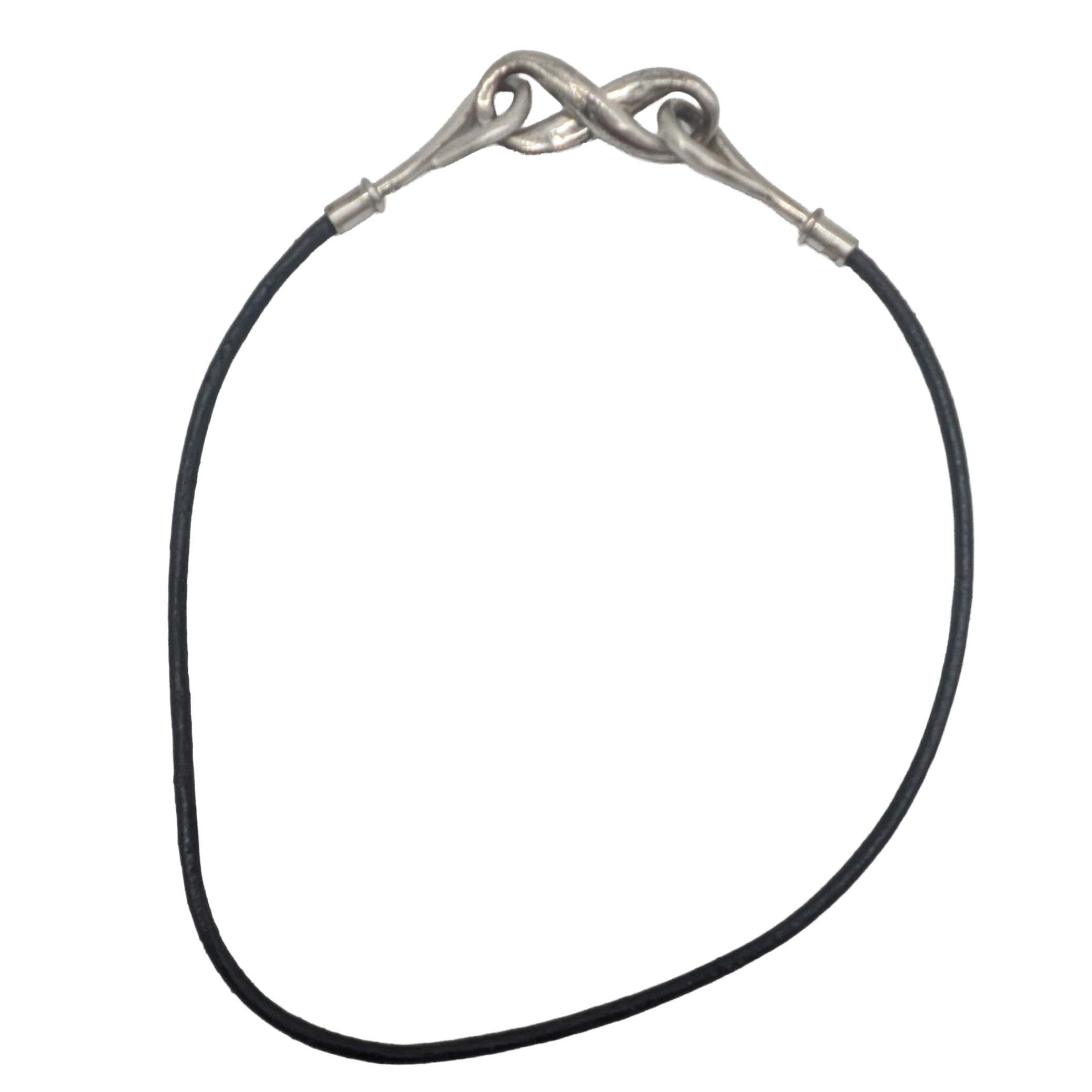 Signed Sterling Silver Black Leather Cord Necklace