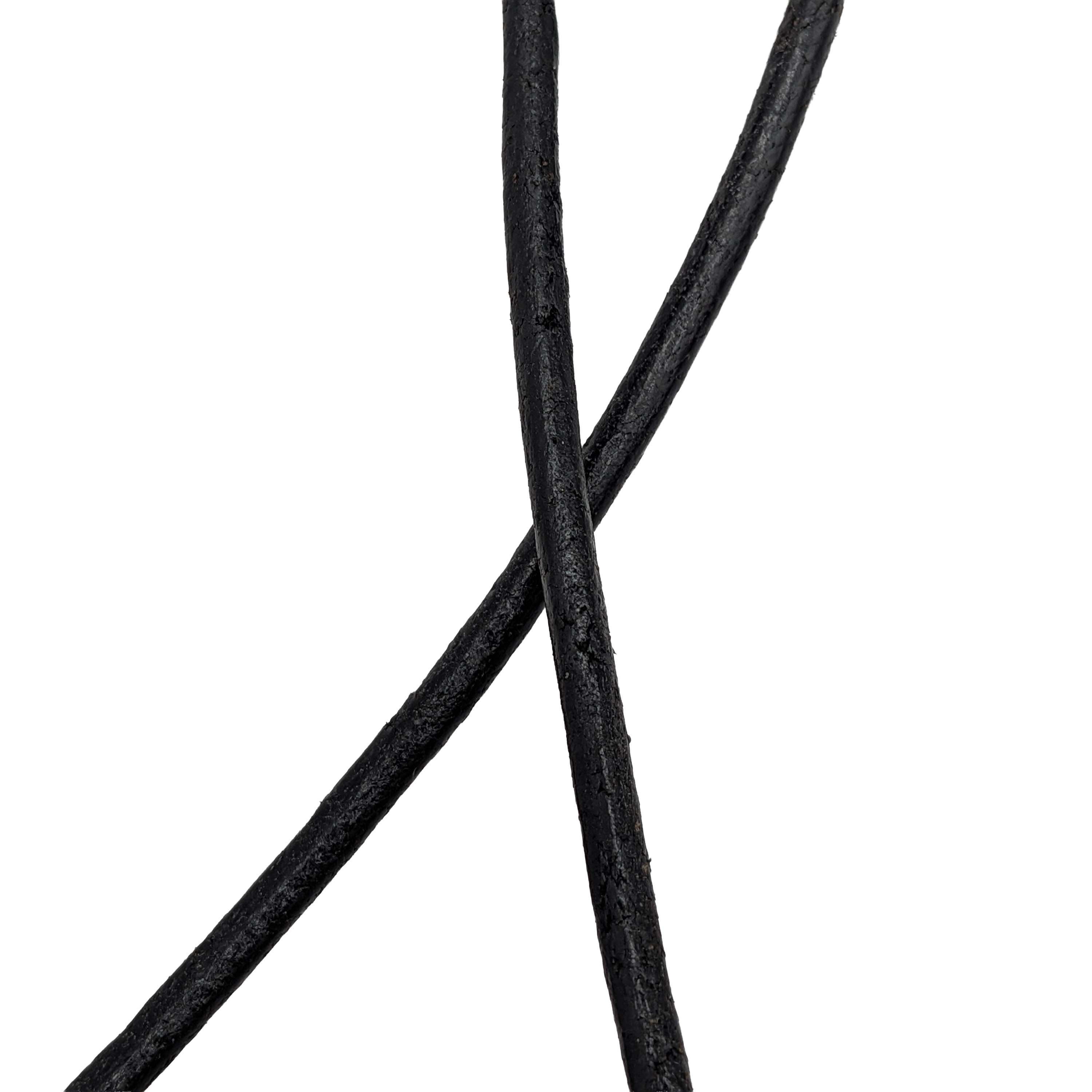 Signed Sterling Silver Black Leather Cord Necklace