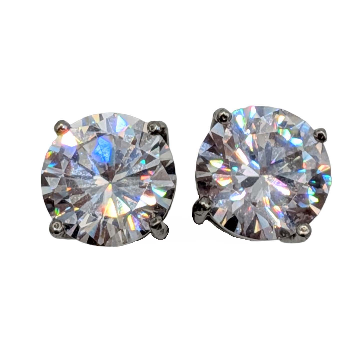 Signed Sterling Silver Rhinestone Circle Stud Earrings