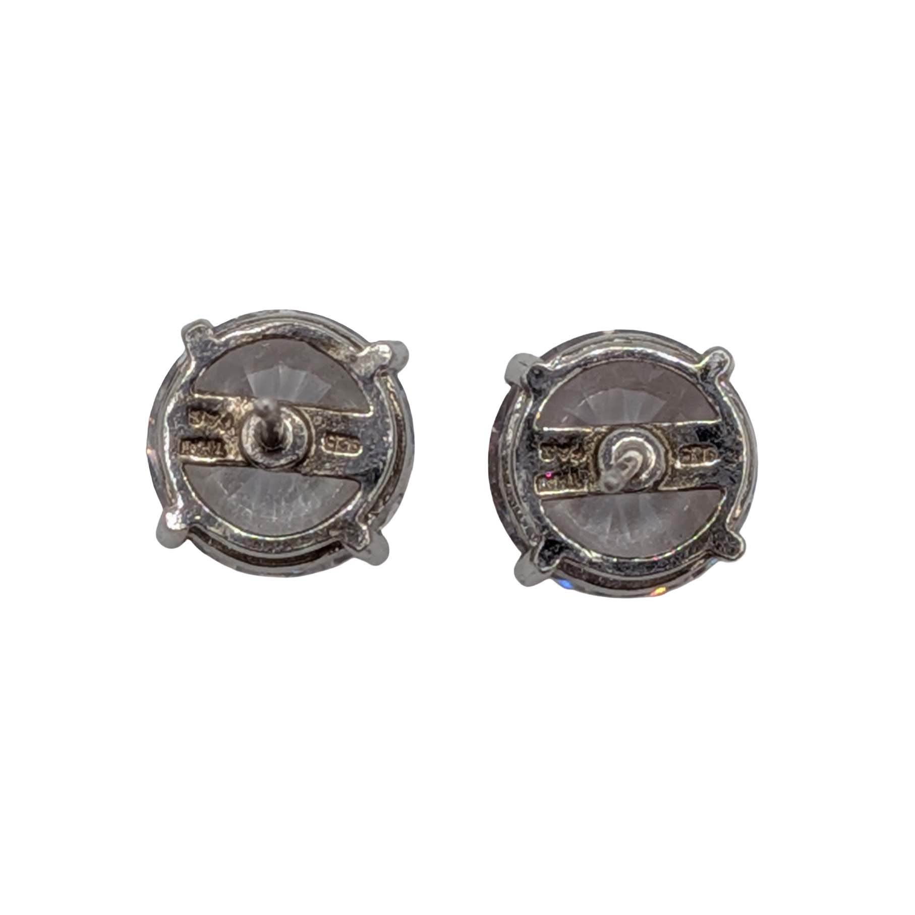 Signed Sterling Silver Rhinestone Circle Stud Earrings