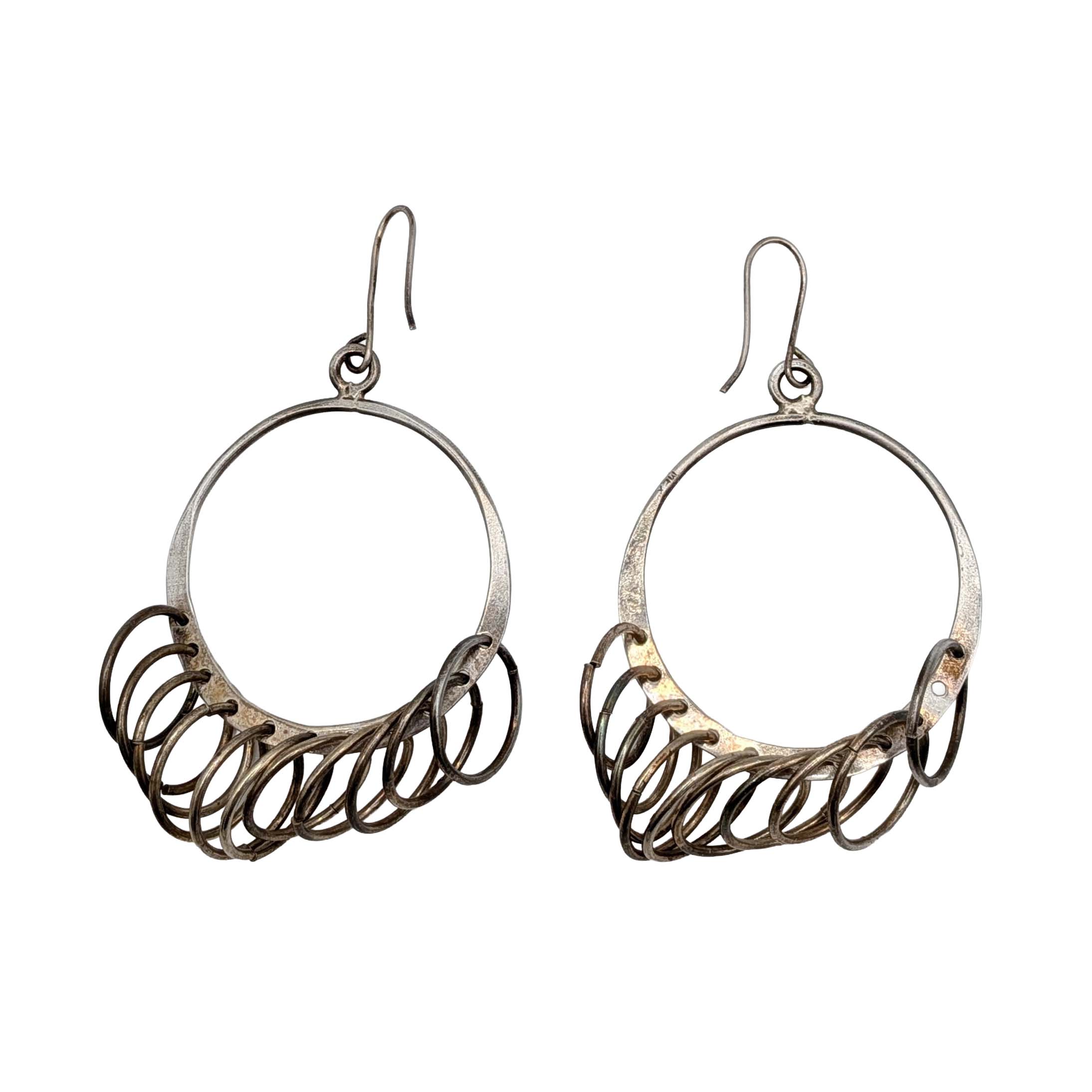 Sterling Silver Multiple Circles Hook Earrings