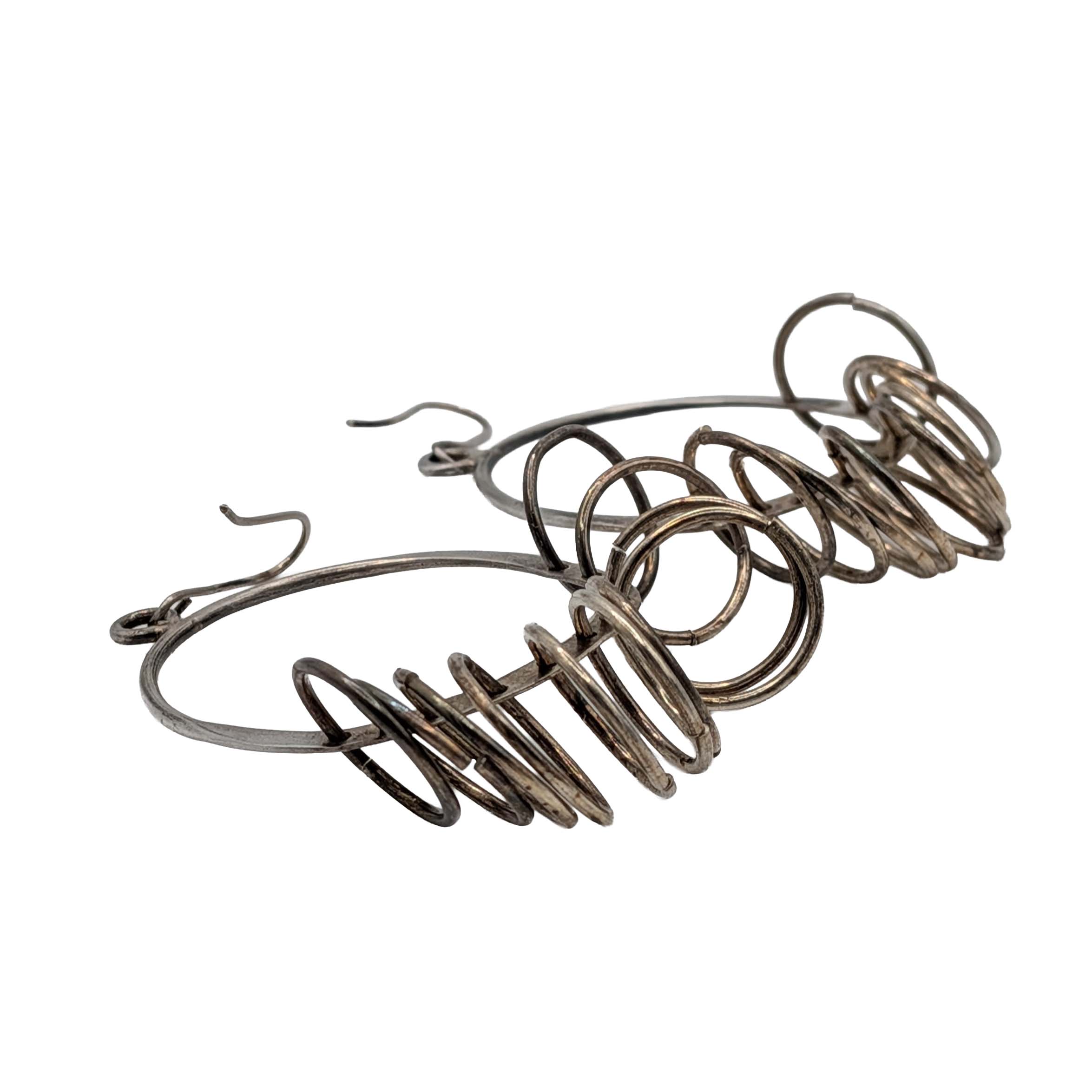 Sterling Silver Multiple Circles Hook Earrings