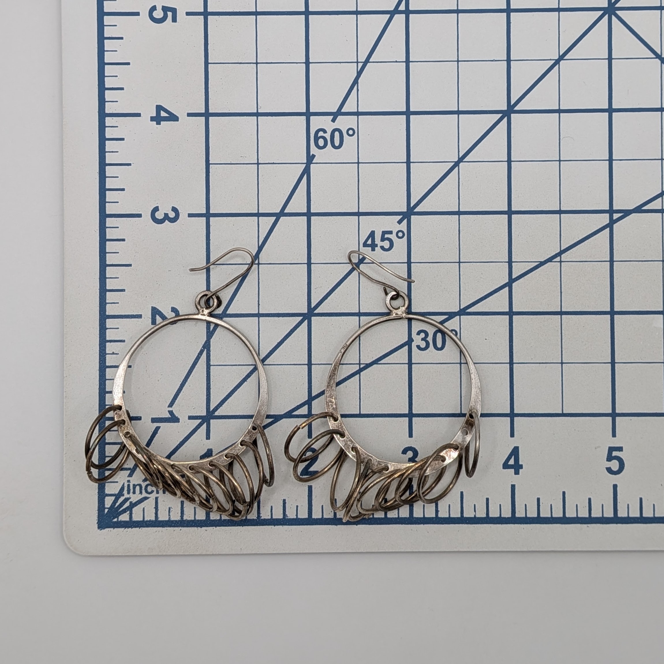 Sterling Silver Multiple Circles Hook Earrings