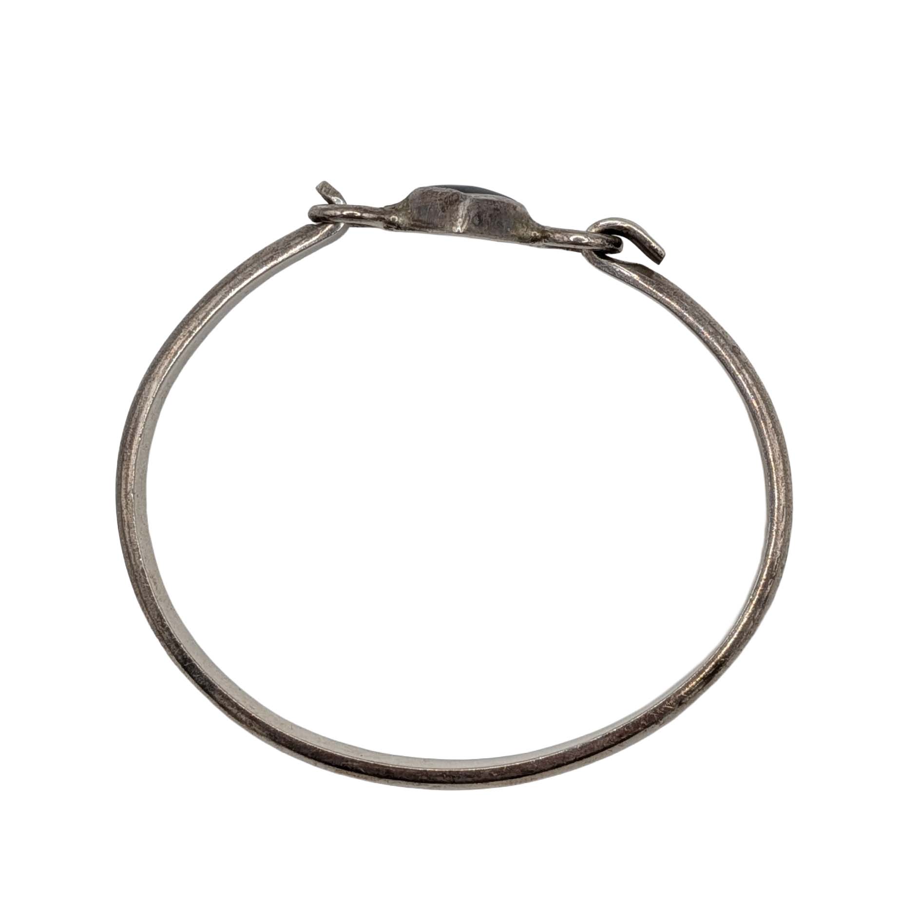 Signed Sterling Silver Black Onyx Bangle Bracelet