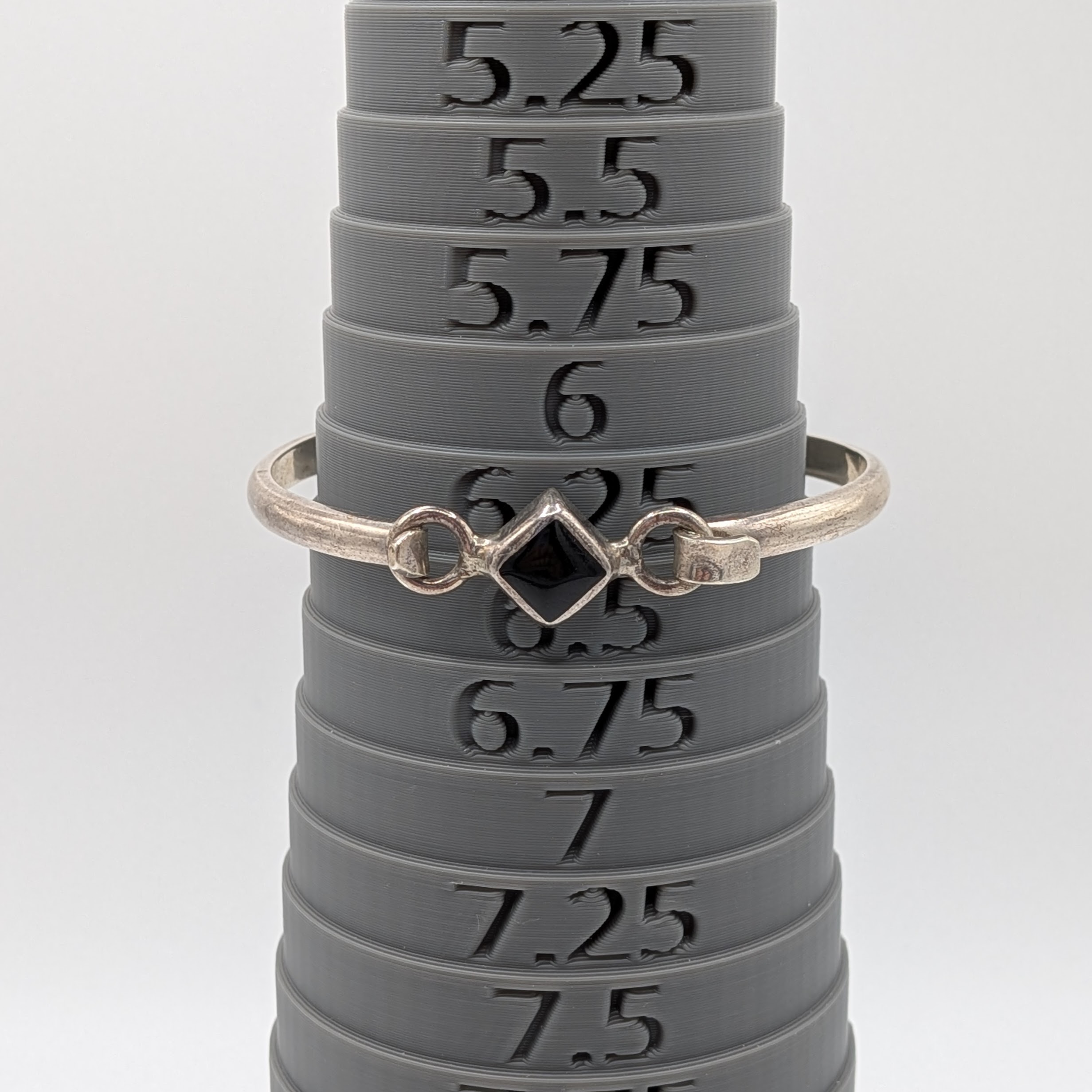 Signed Sterling Silver Black Onyx Bangle Bracelet