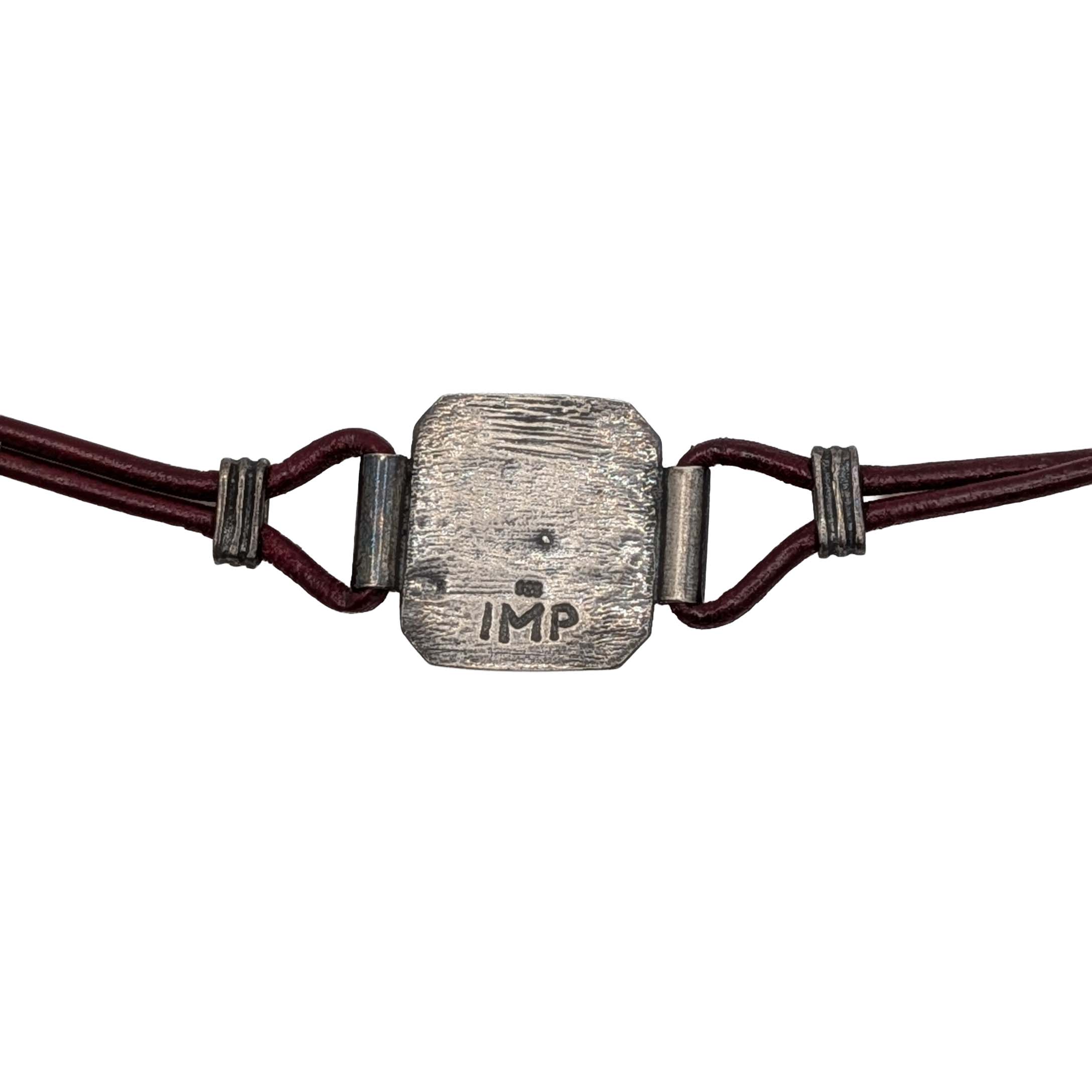 Signed Sterling Silver Maroon Cord Curative Amulet Bracelet