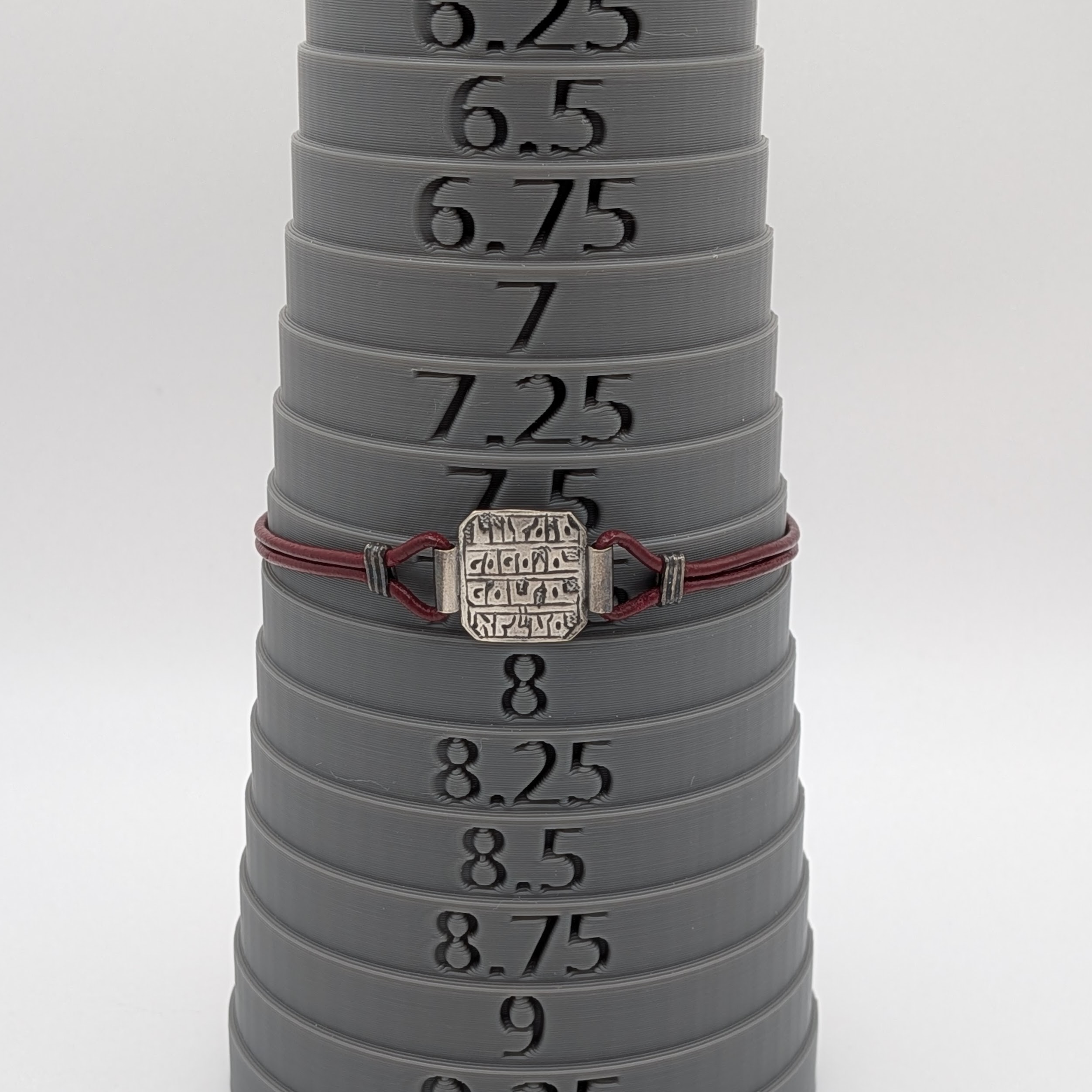 Signed Sterling Silver Maroon Cord Curative Amulet Bracelet