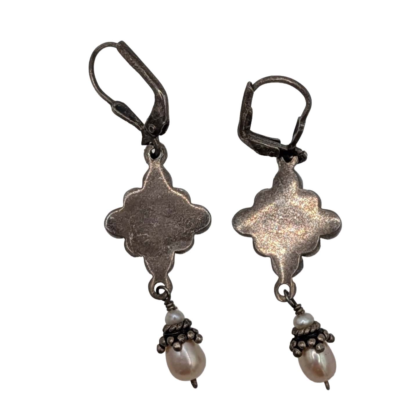 Signed Sterling Silver Pearls Bubbles Dangle Earrings