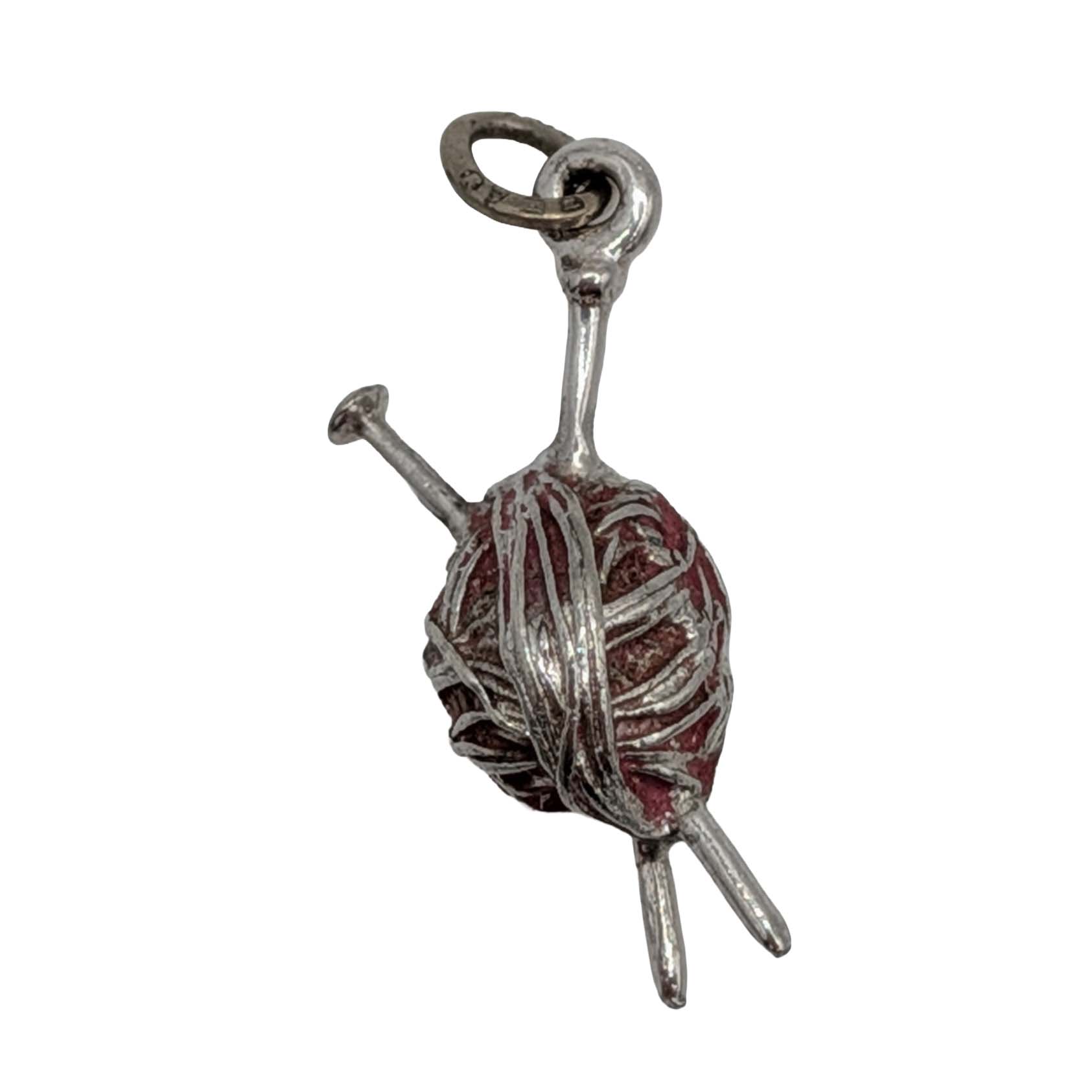 Sterling Silver Knitting Needles Yarn Charm