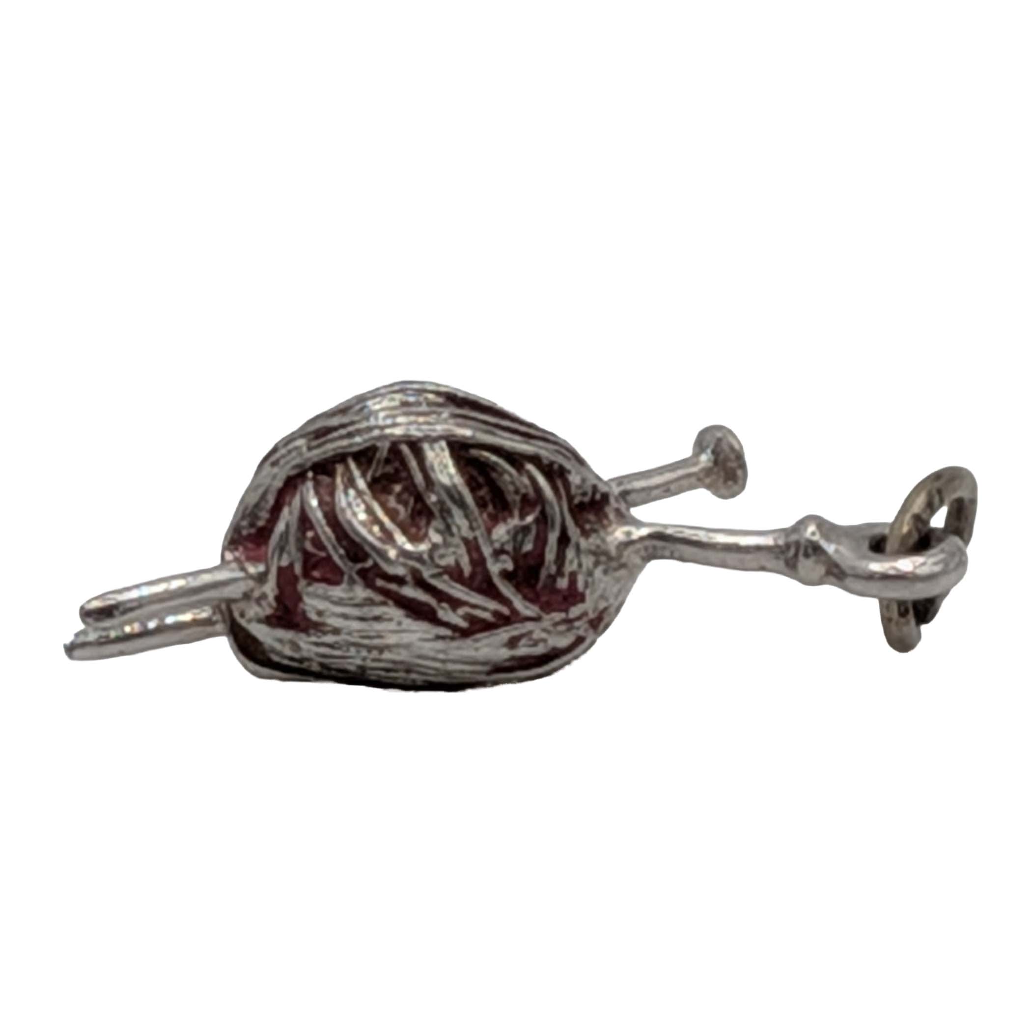Sterling Silver Knitting Needles Yarn Charm