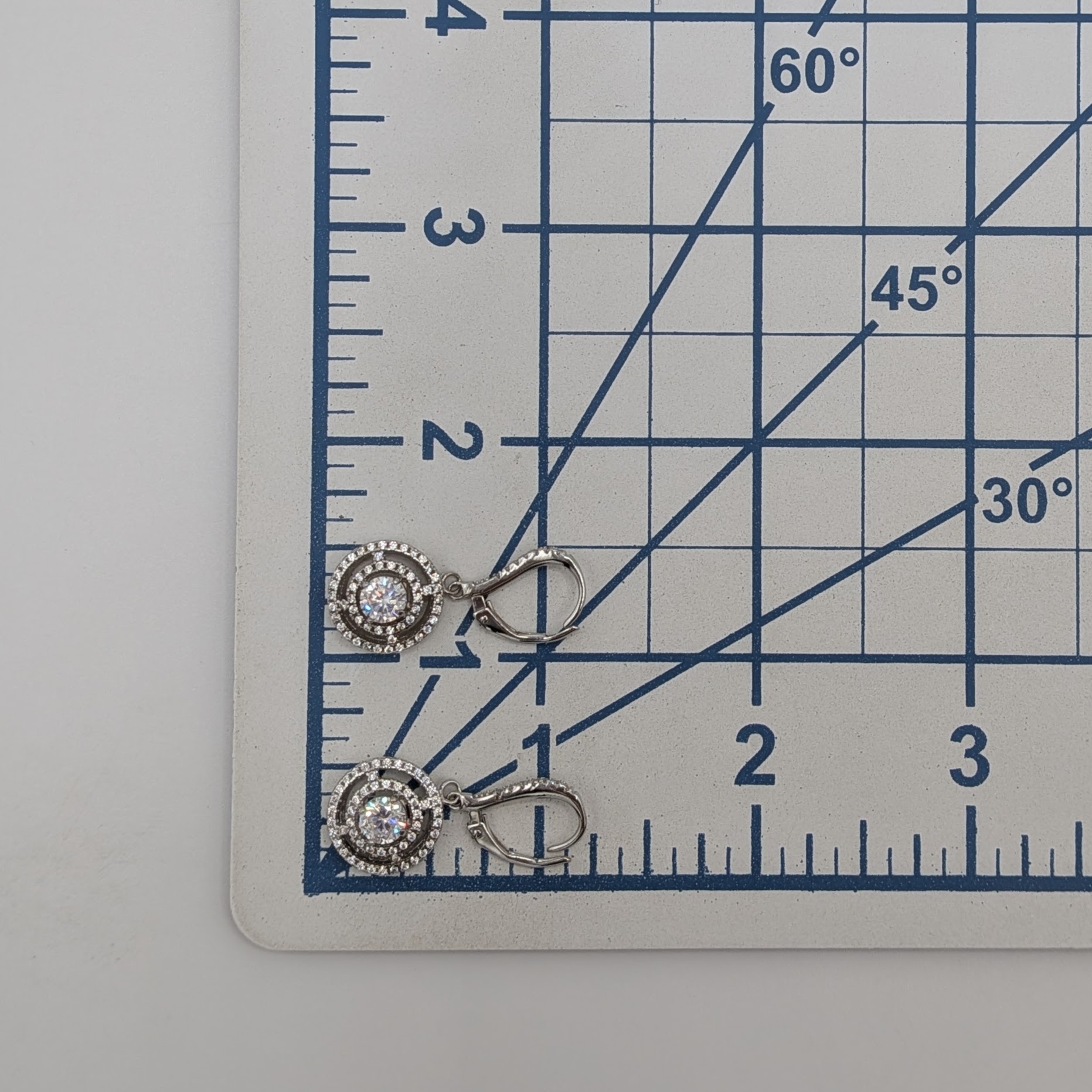 Signed Sterling Silver Rhinestones Double Circle Jacket Earrings