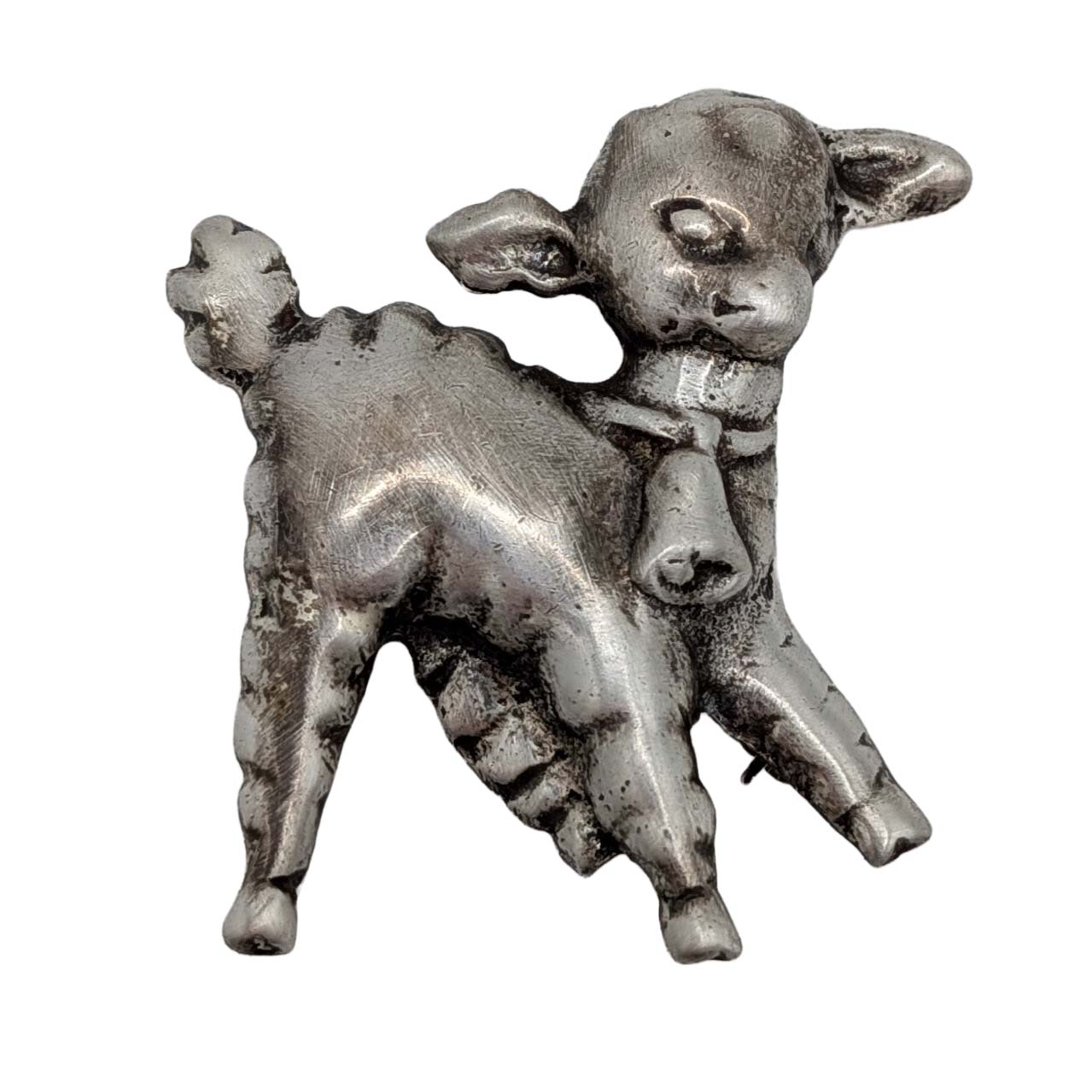 Sterling Silver Lamb W/Bell Brooch
