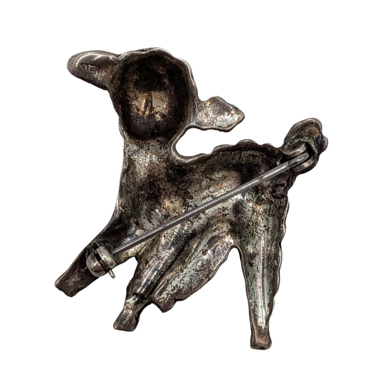 Sterling Silver Lamb W/Bell Brooch
