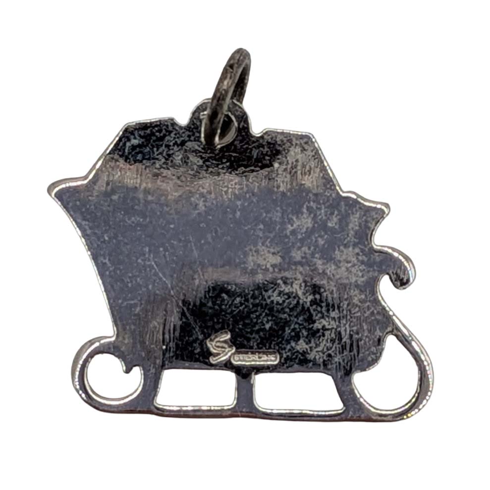 Sterling Silver Sleigh W/Present Enamel Charm