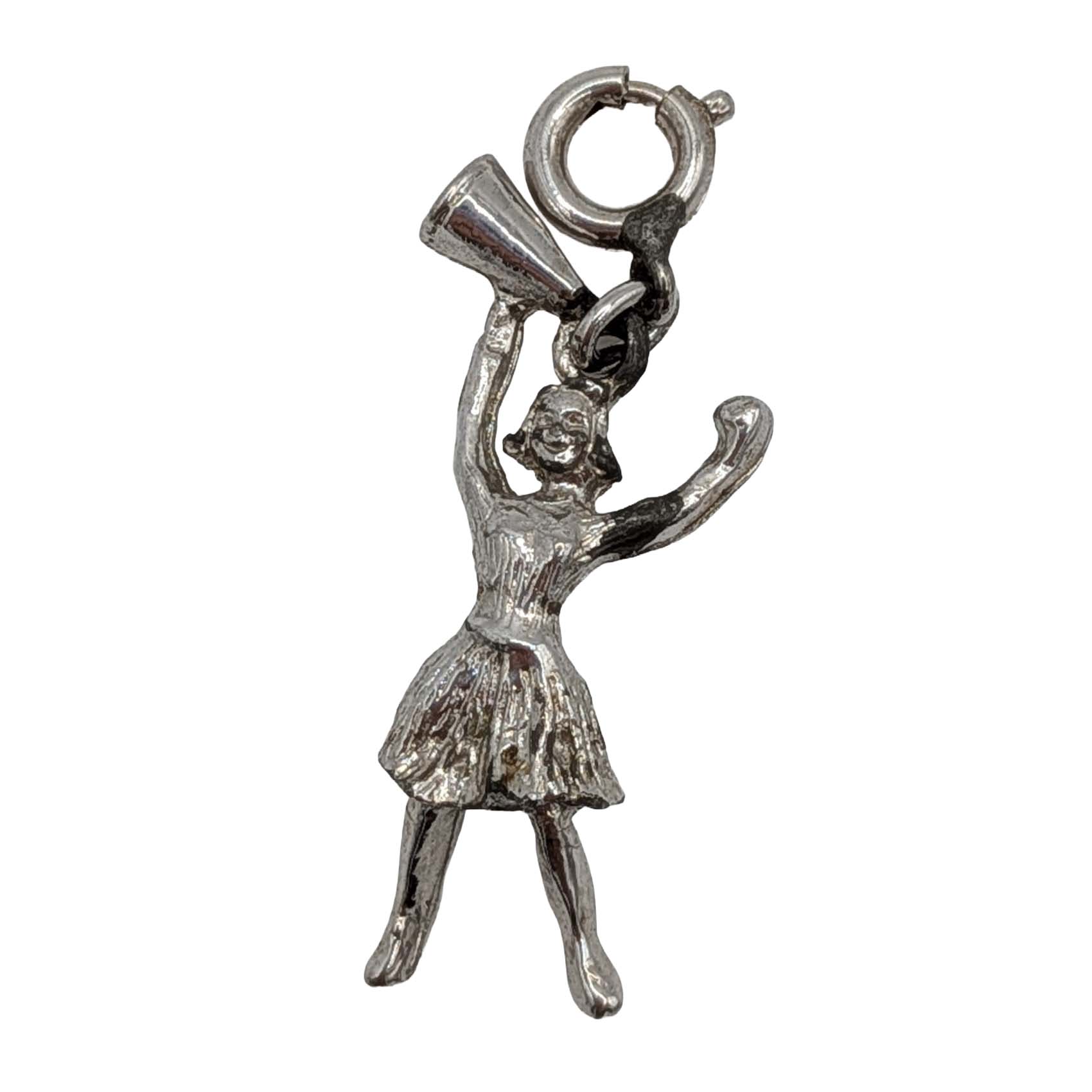 Sterling Silver Cheerleader W/Megaphone Charm