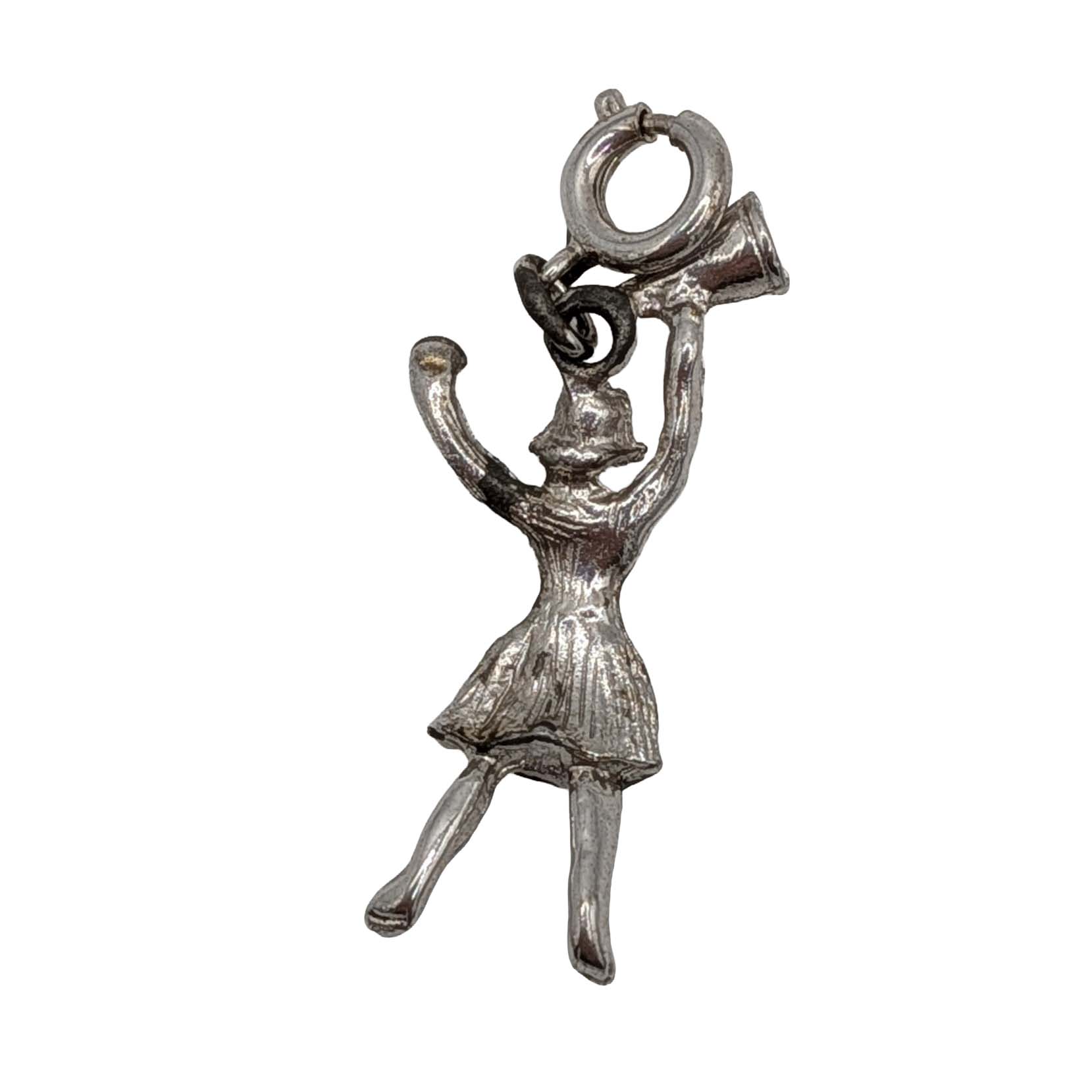 Sterling Silver Cheerleader W/Megaphone Charm