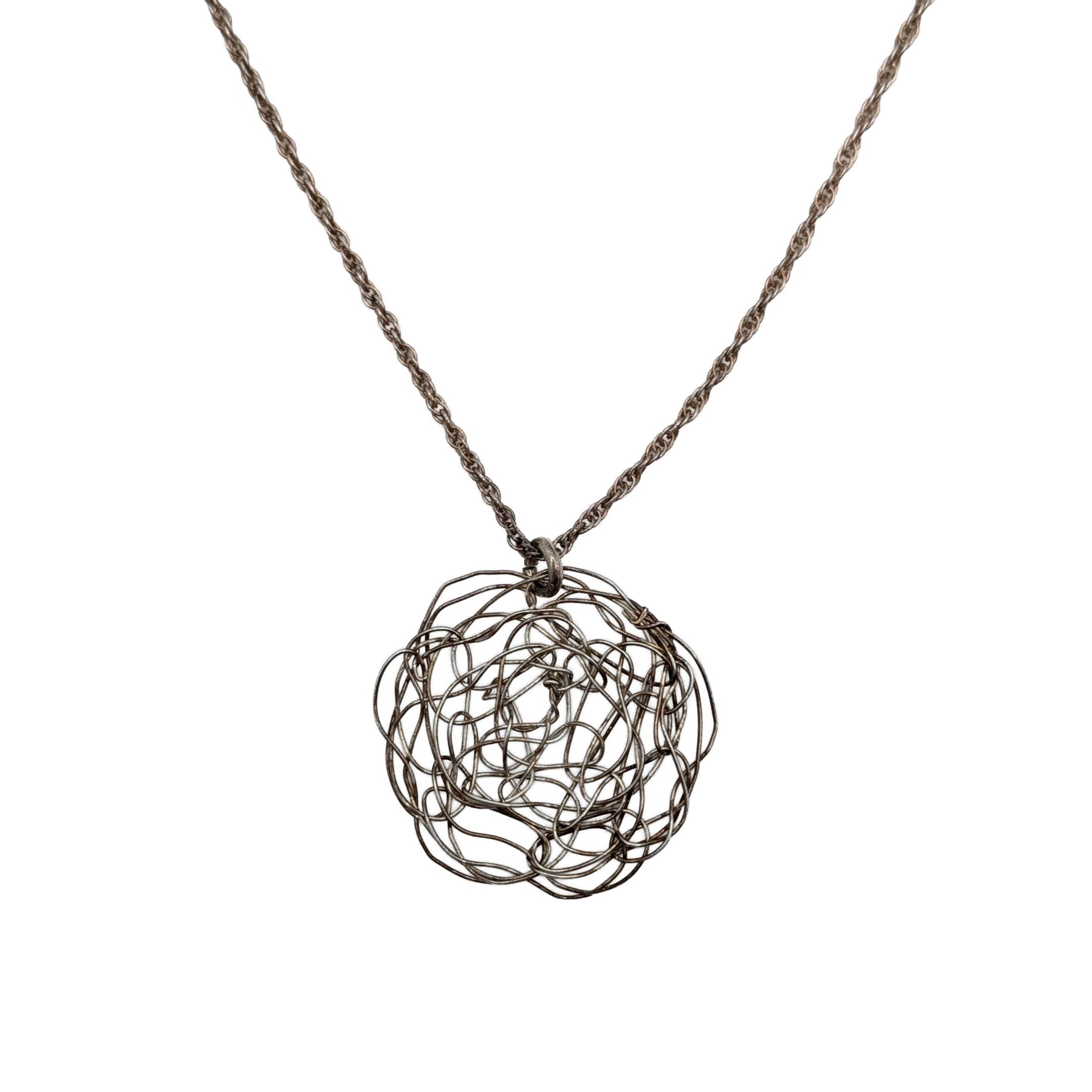 Sterling Silver Wire Weave Pendant Rope Chain Necklace