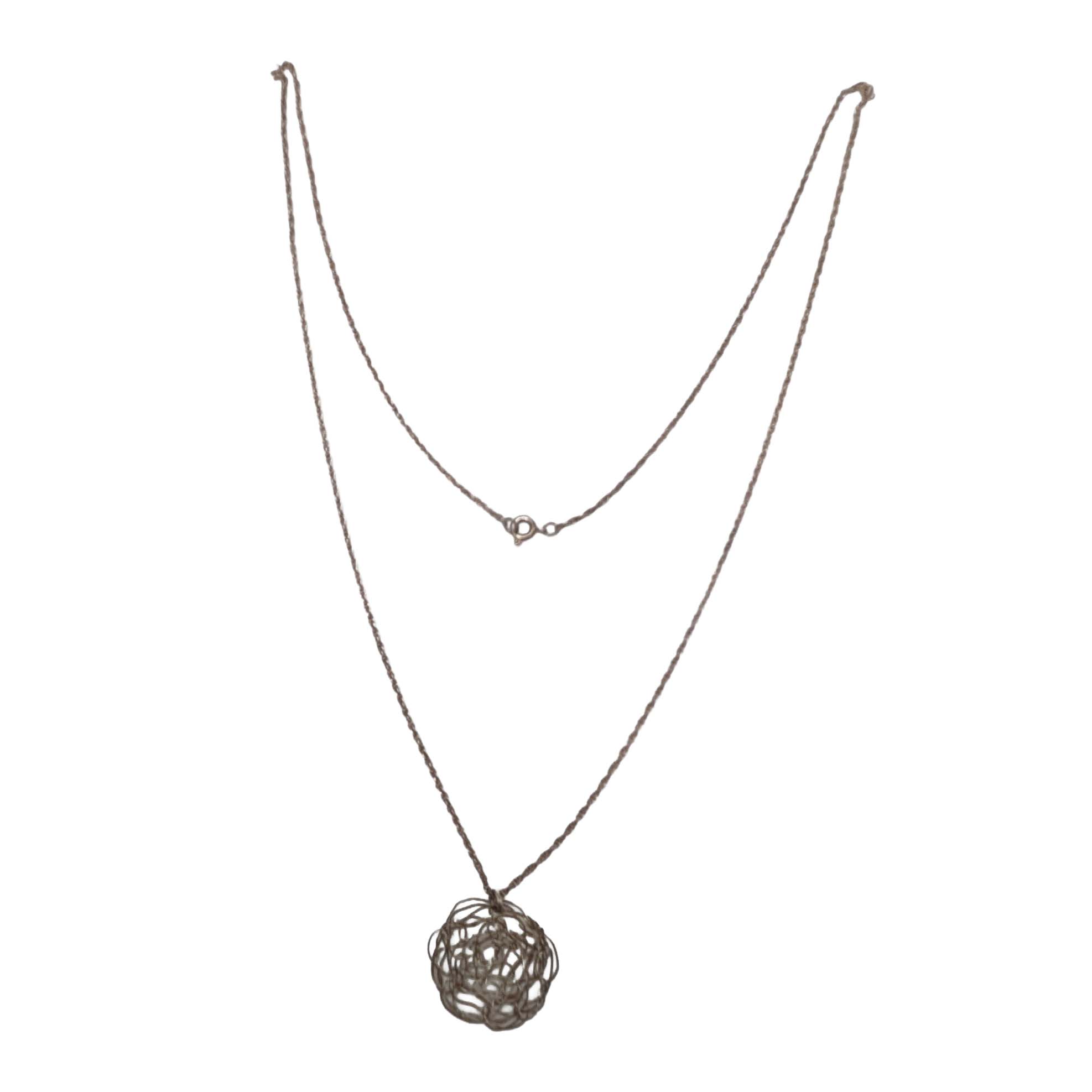 Sterling Silver Wire Weave Pendant Rope Chain Necklace