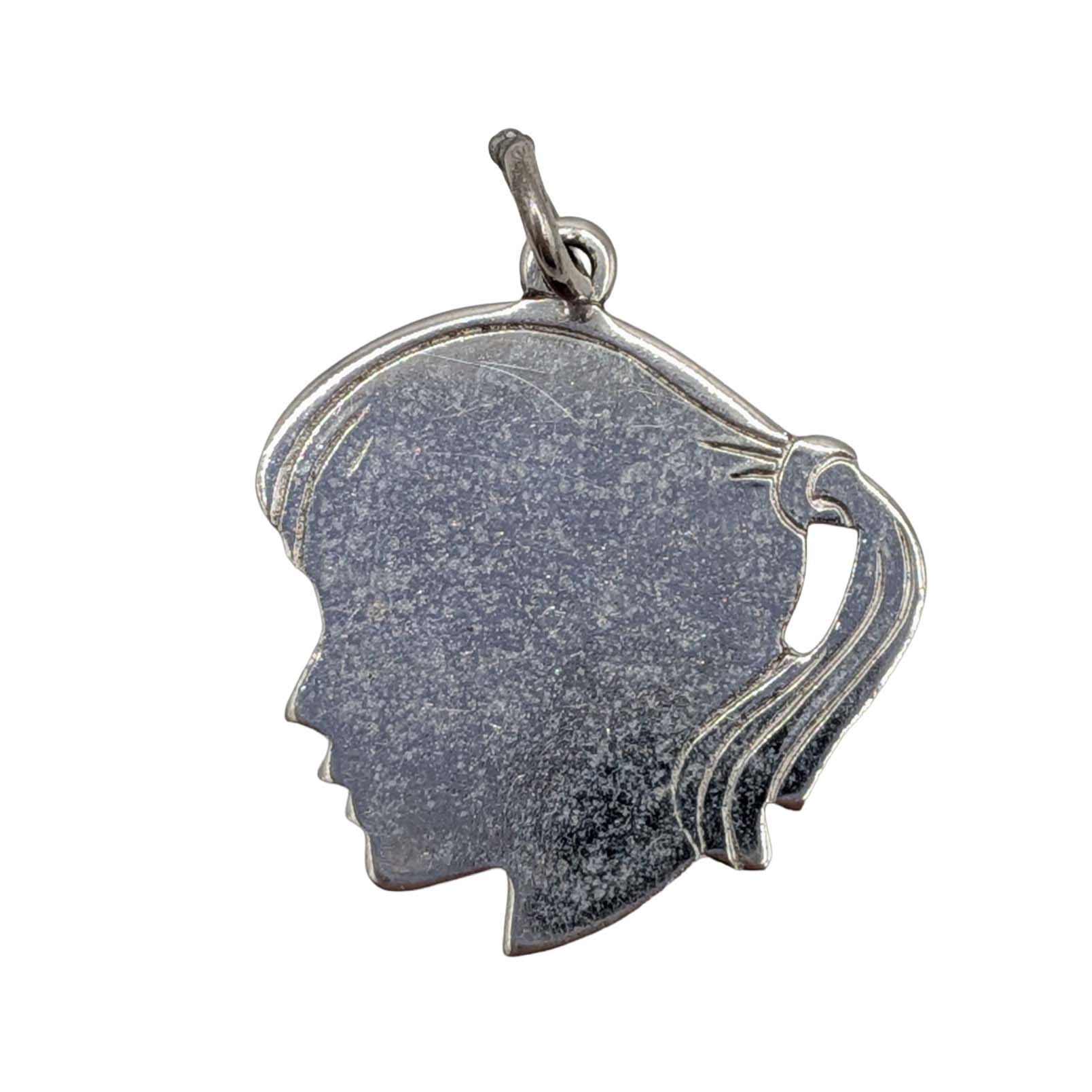 Sterling Silver Inscribed Silhouette Head Charm